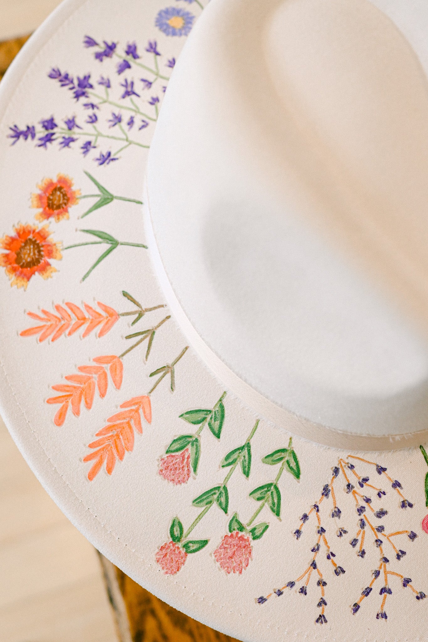 The Cora - Hand-Burned and Hand-Painted Wildflower Hat