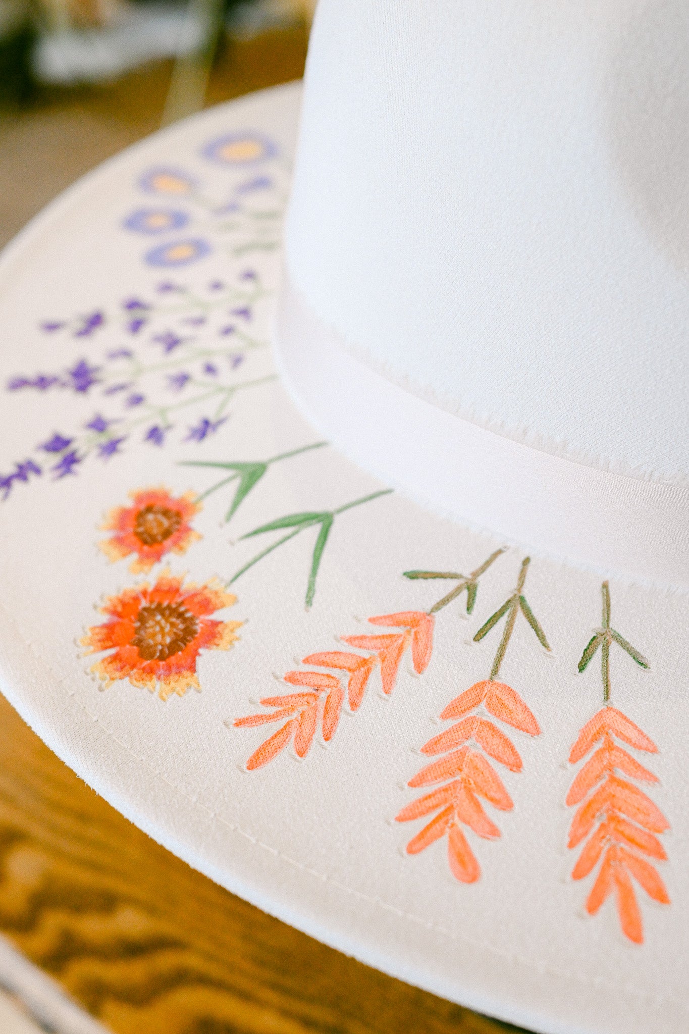 The Cora - Hand-Burned and Hand-Painted Wildflower Hat