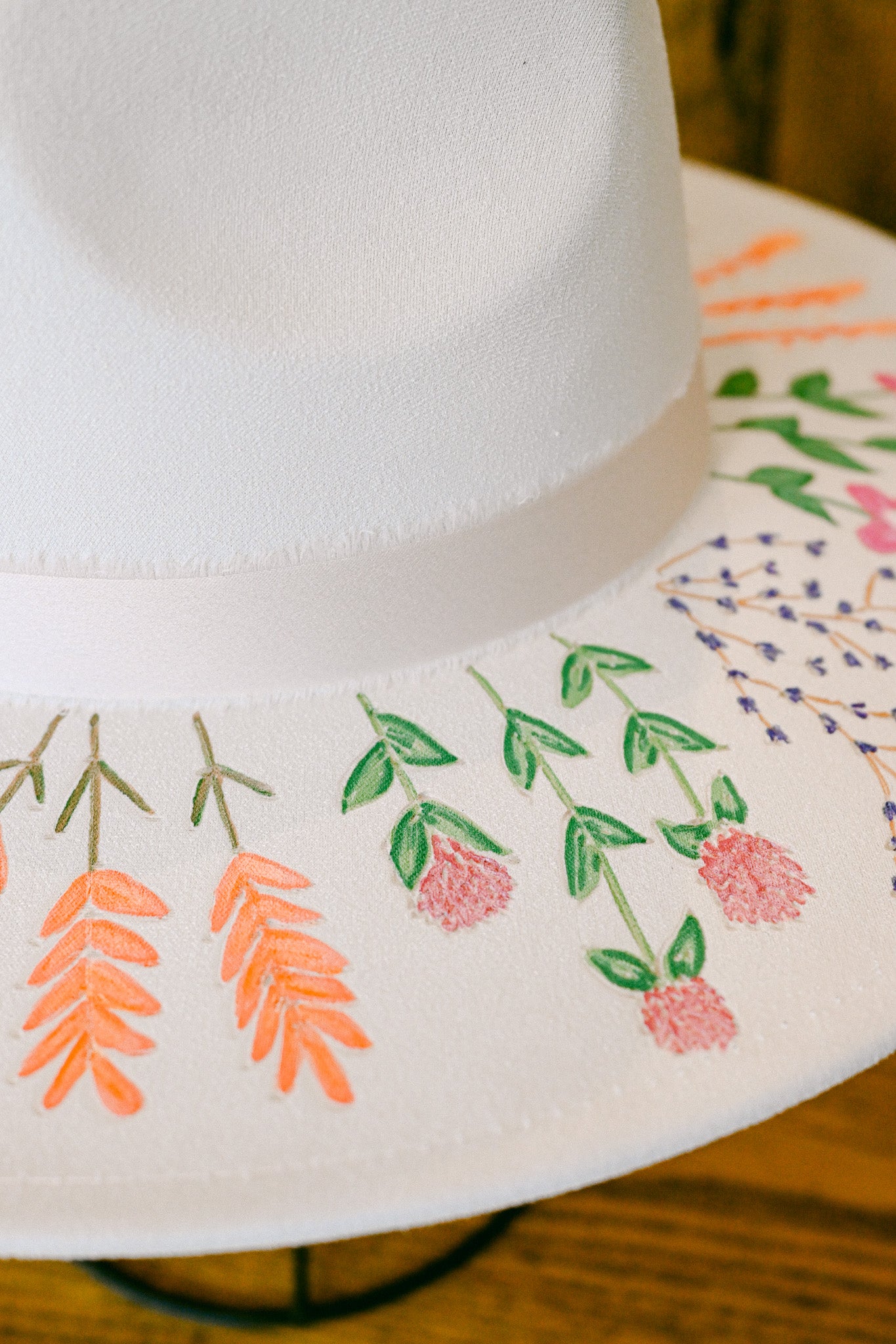 The Cora - Hand-Burned and Hand-Painted Wildflower Hat