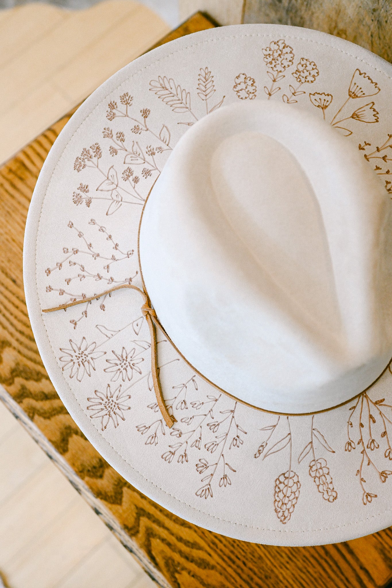 The Krystina - Hand-Burned Wildflower Hat