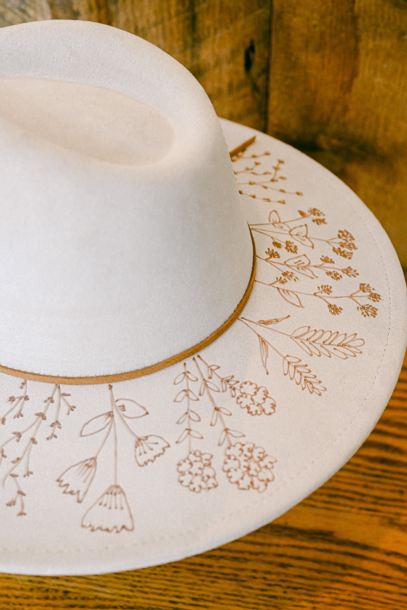 The Krystina - Hand-Burned Wildflower Hat