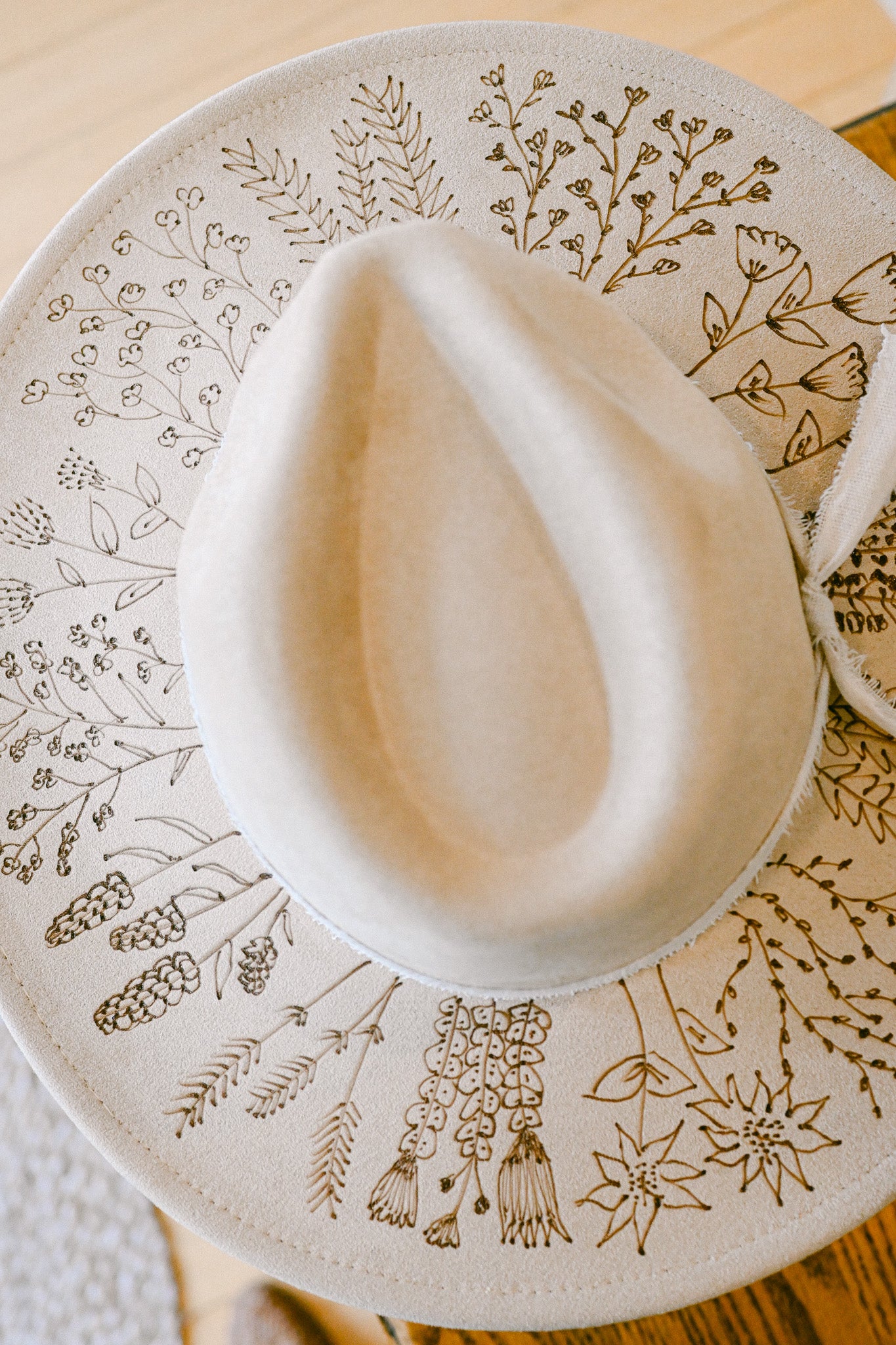 Custom Order Hand-Burned Wildflower Hat