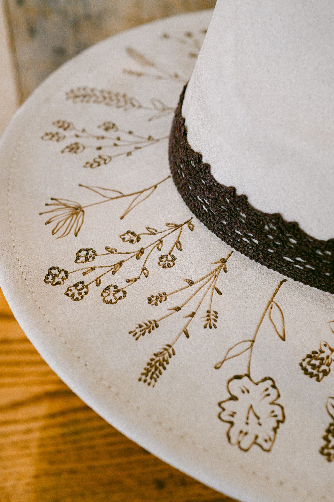 The Kacey - Hand-Burned Wildflower Hat