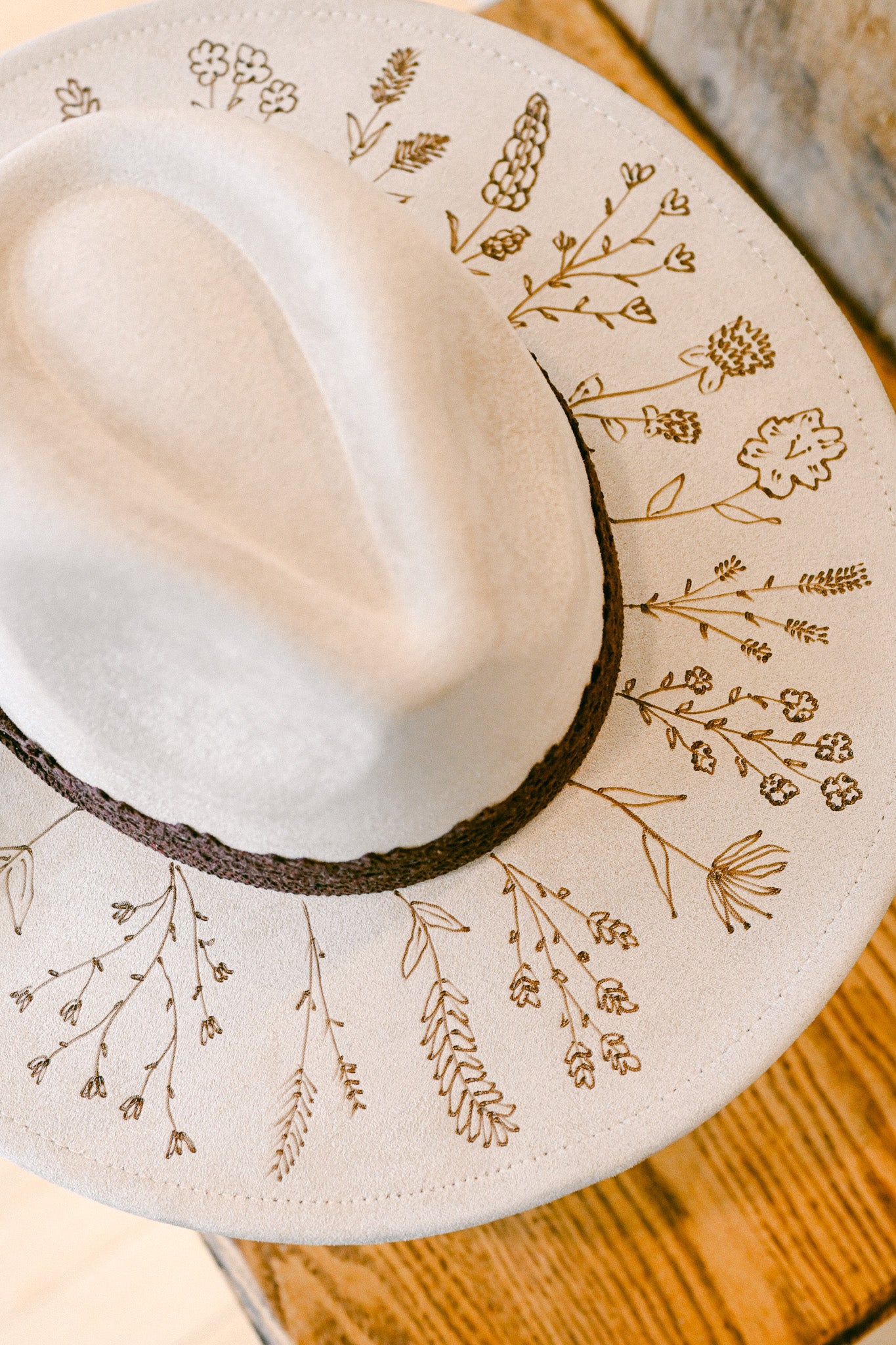 The Kacey - Hand-Burned Wildflower Hat