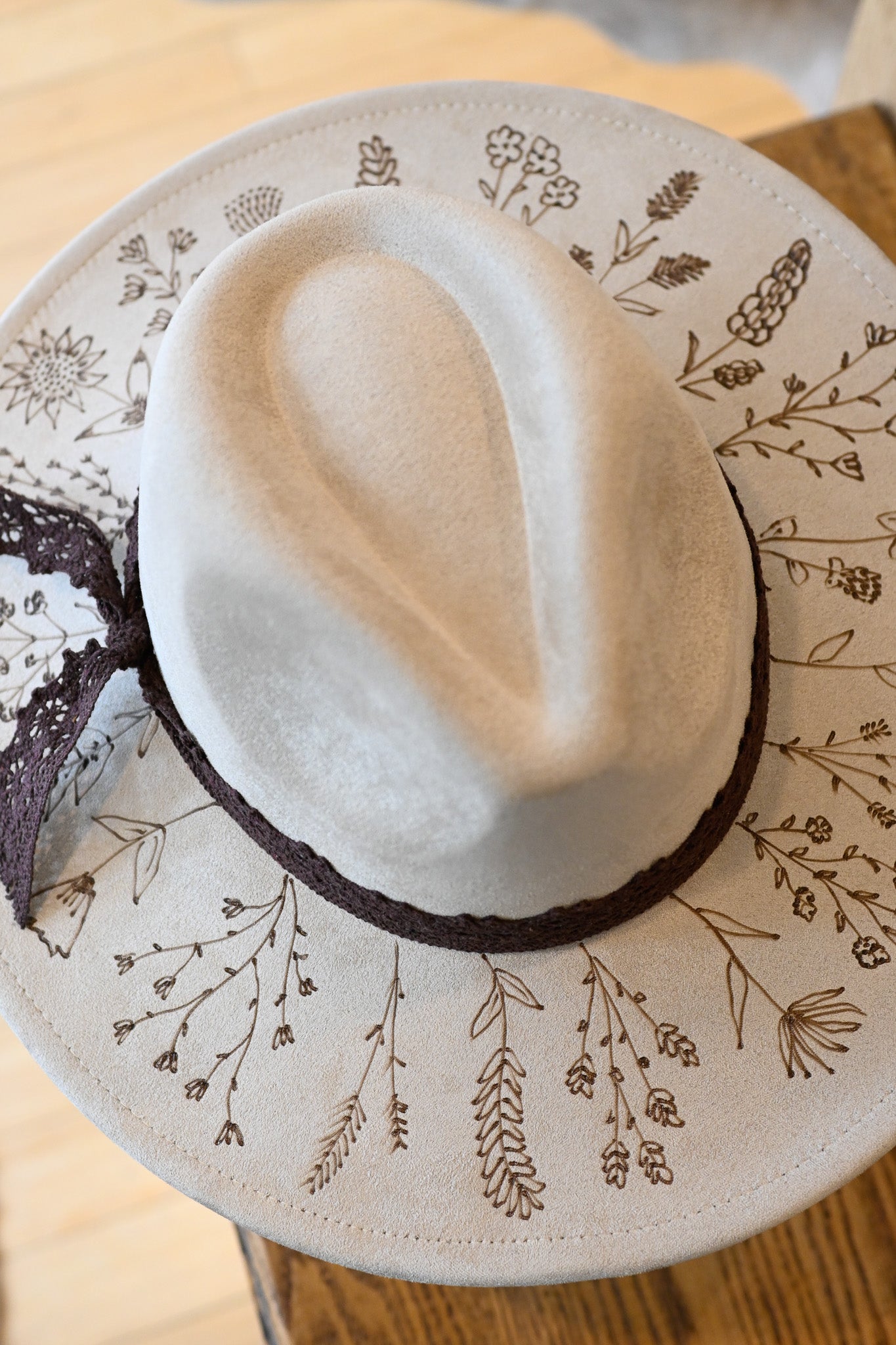The Kacey - Hand-Burned Wildflower Hat