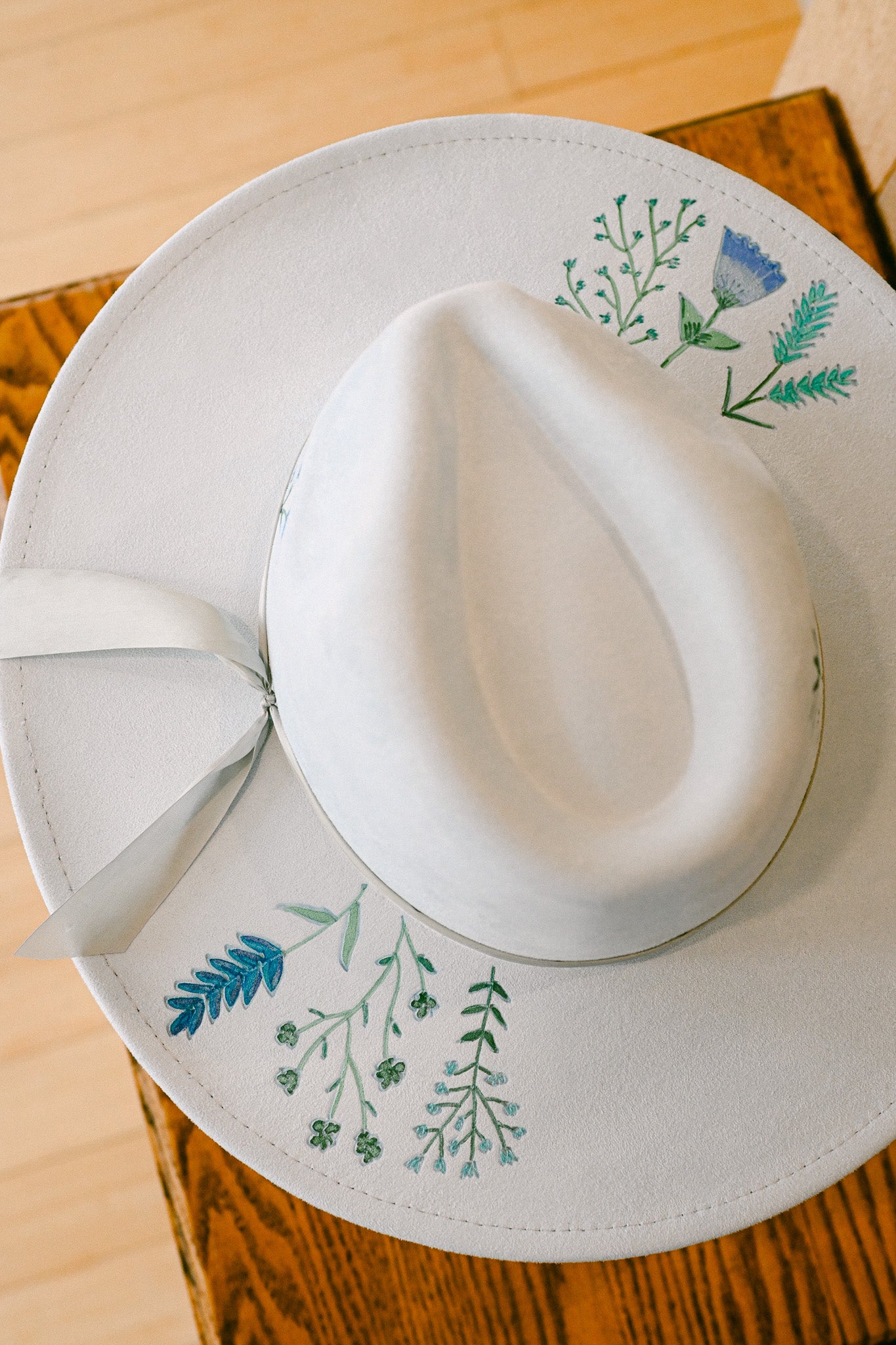 The Cordelia - Hand-Burned and Hand-Painted Wildflower Hat