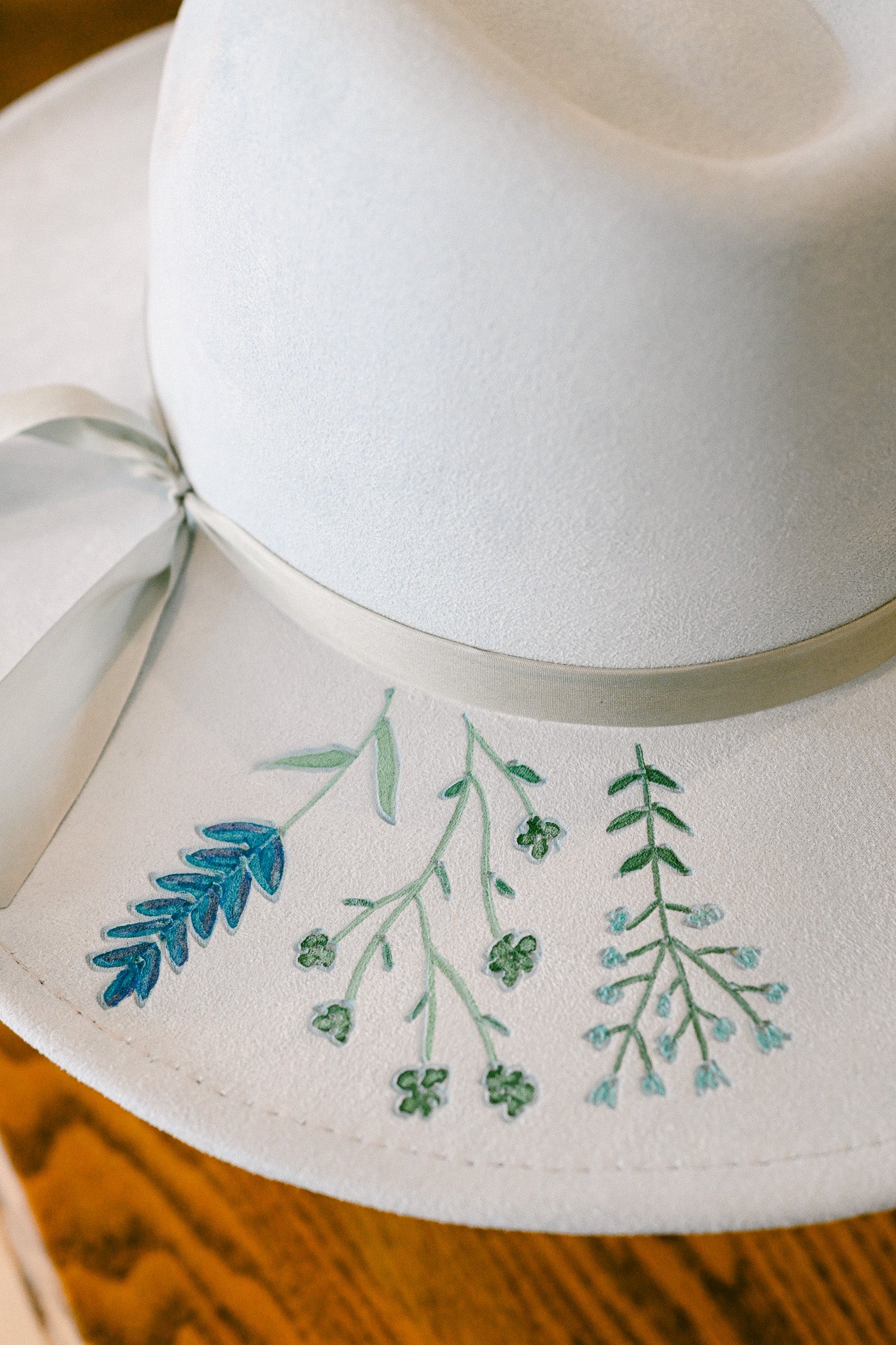The Cordelia - Hand-Burned and Hand-Painted Wildflower Hat