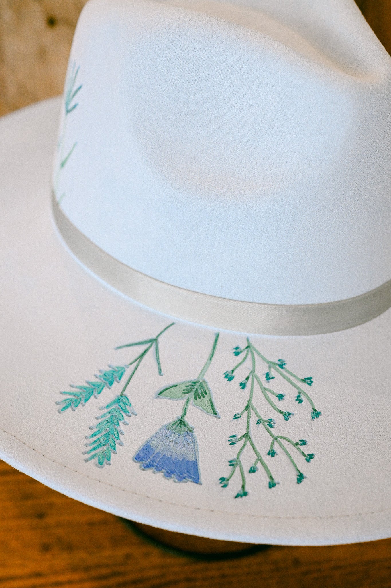 The Cordelia - Hand-Burned and Hand-Painted Wildflower Hat