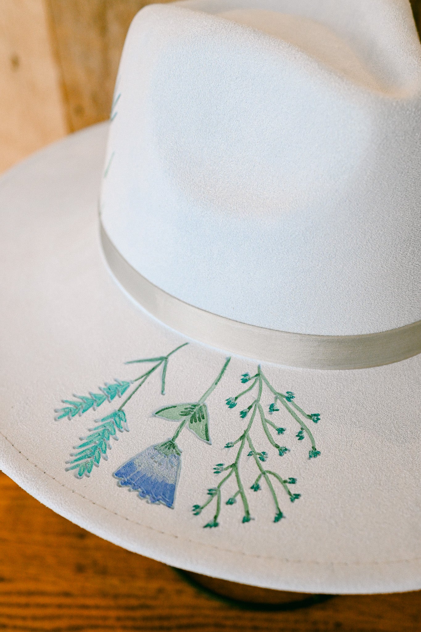 The Cordelia - Hand-Burned and Hand-Painted Wildflower Hat