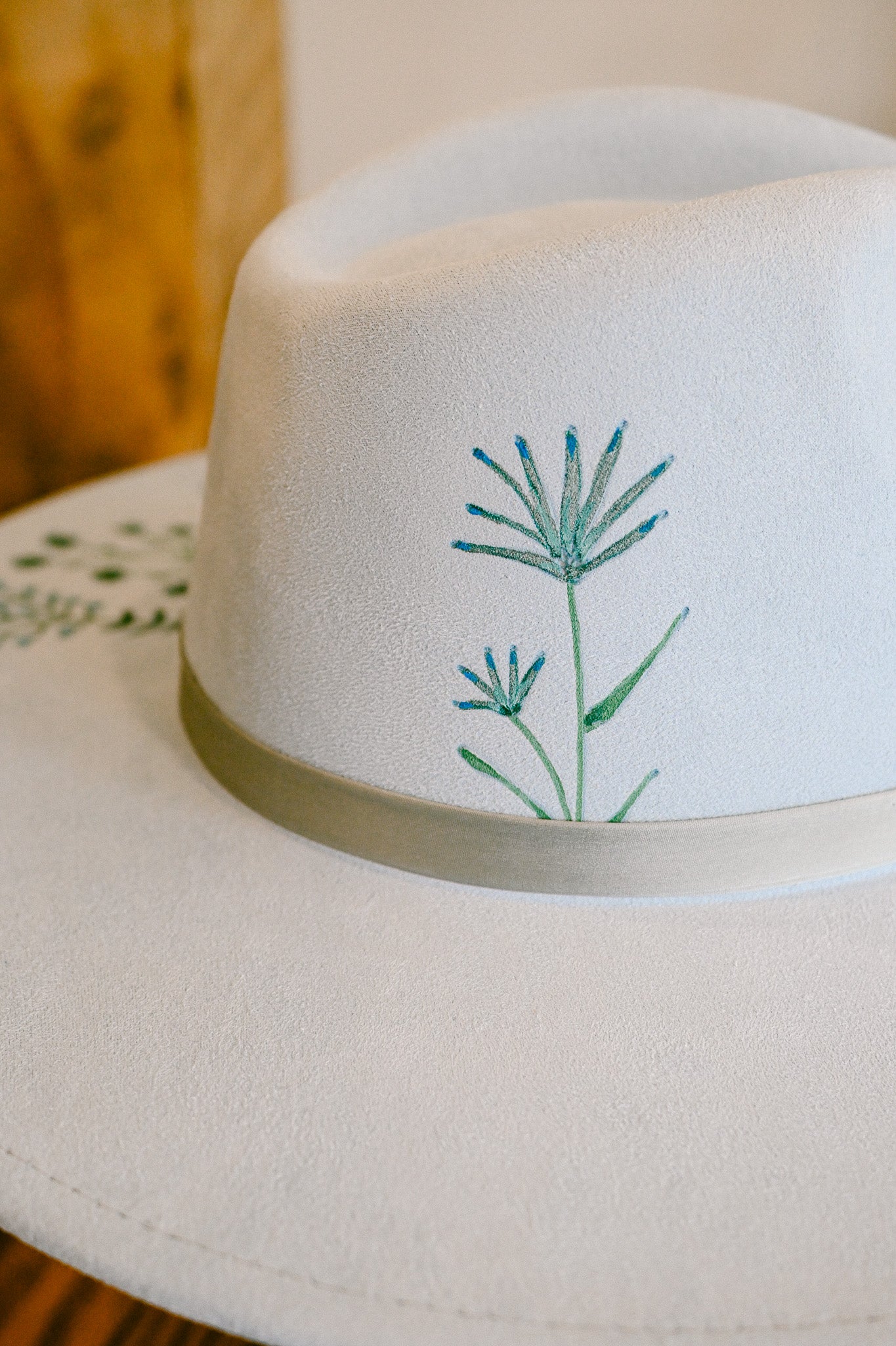 The Cordelia - Hand-Burned and Hand-Painted Wildflower Hat