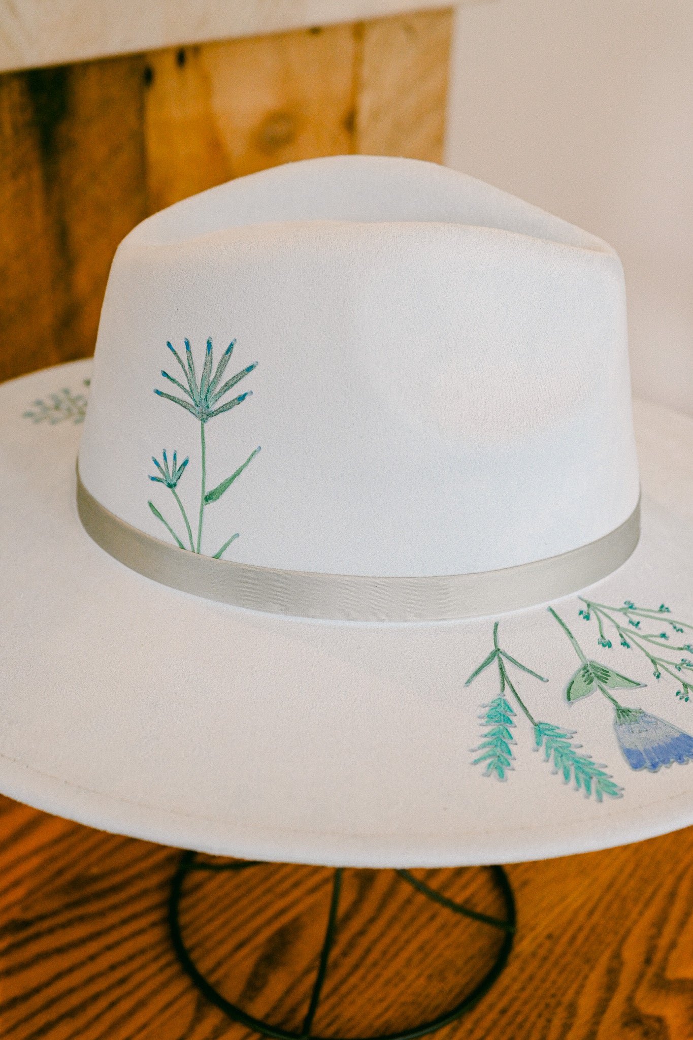 The Cordelia - Hand-Burned and Hand-Painted Wildflower Hat