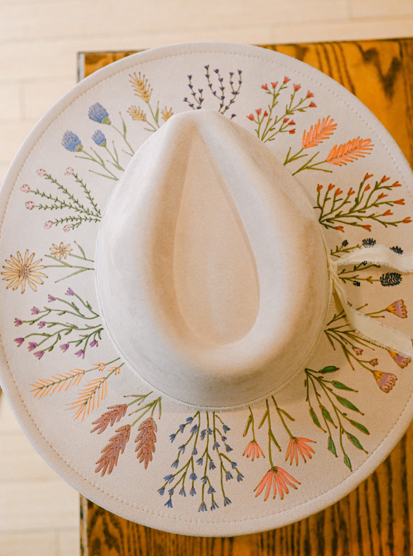 The Susannah - Hand Burned and Hand-Painted Wildflower Hat