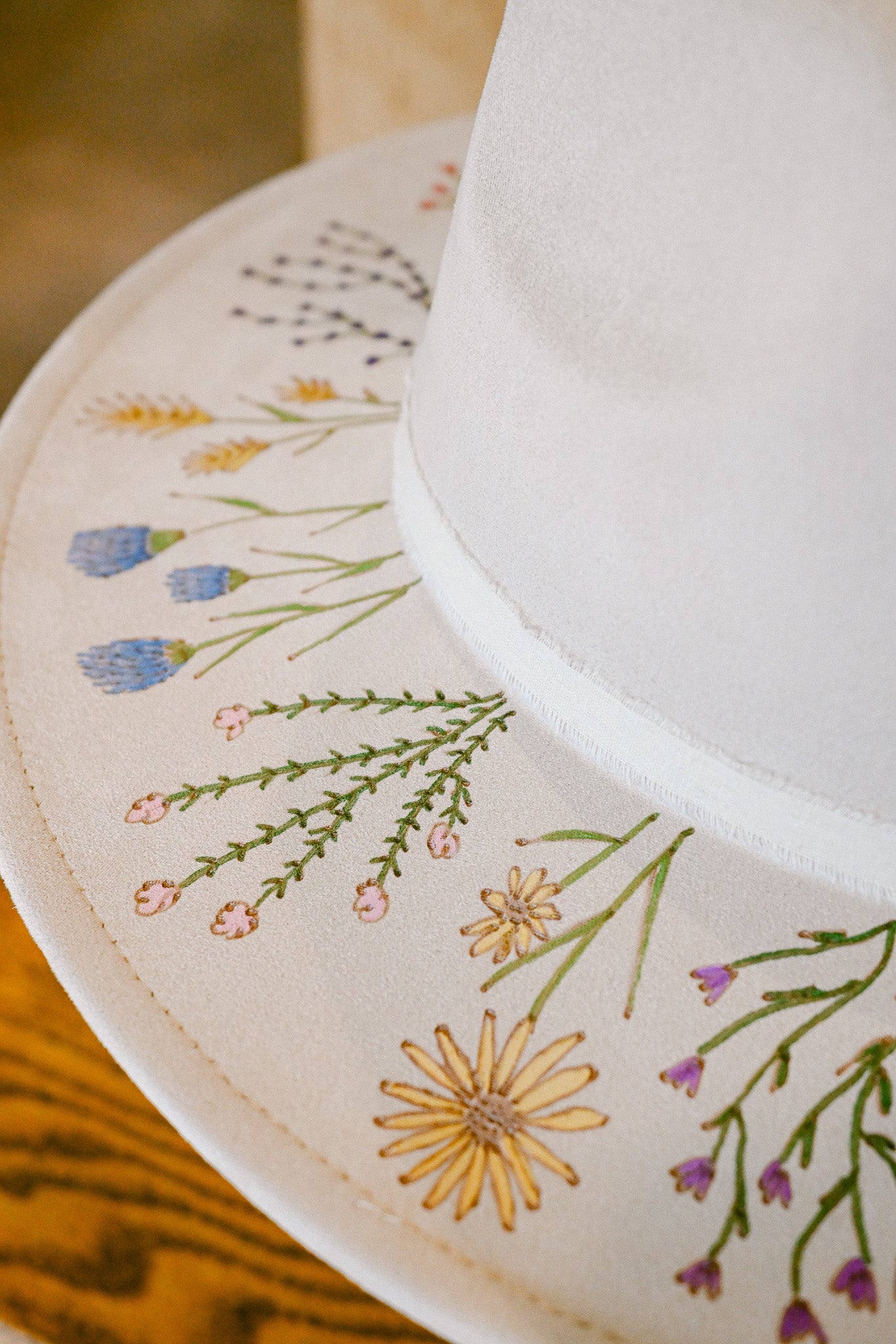 The Susannah - Hand Burned and Hand-Painted Wildflower Hat