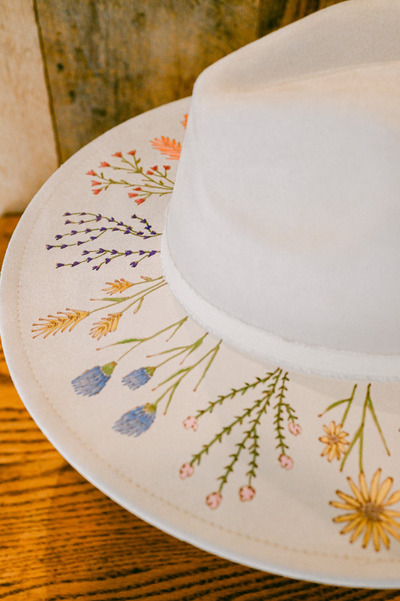 The Susannah - Hand Burned and Hand-Painted Wildflower Hat