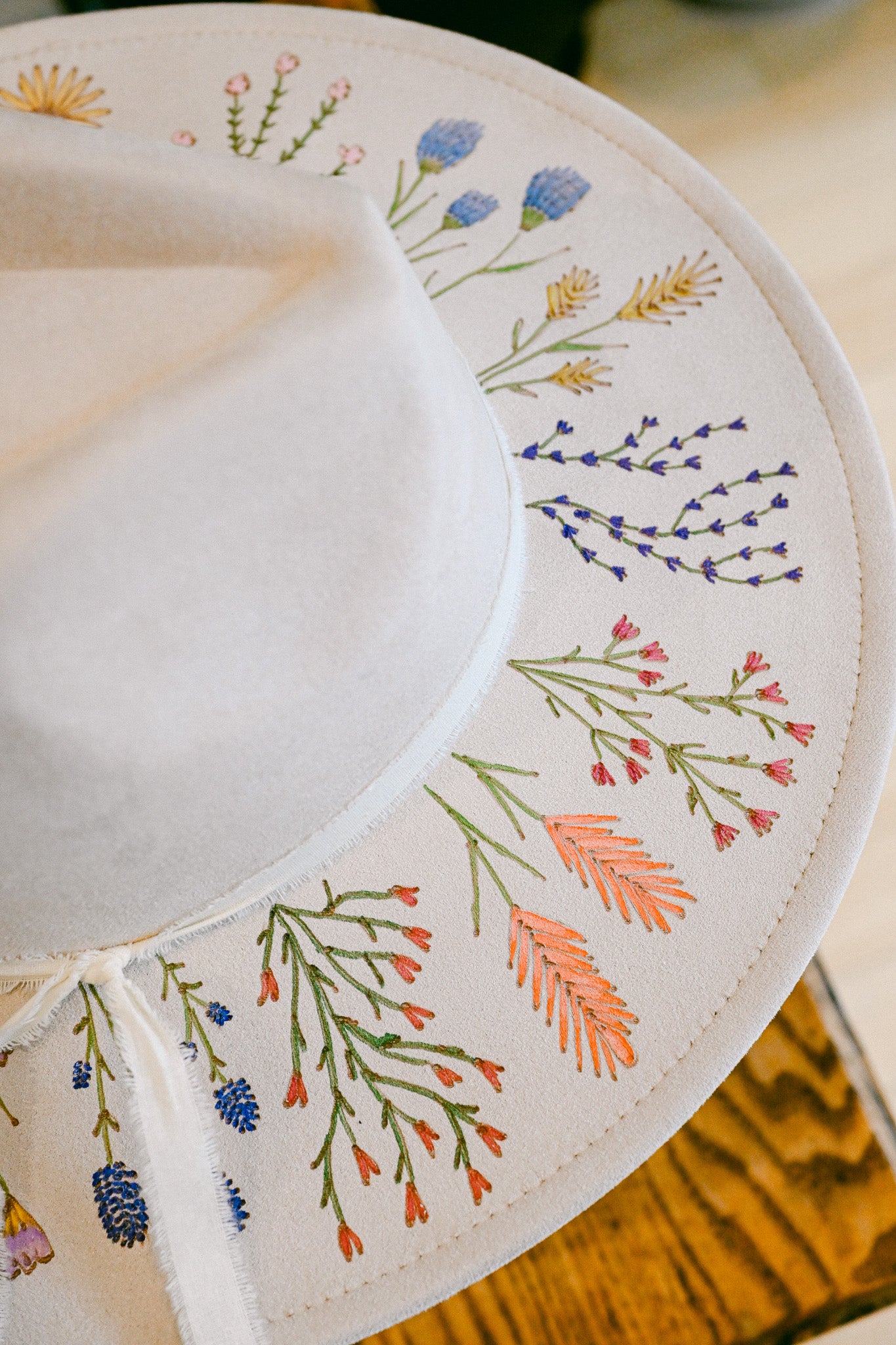 The Susannah - Hand Burned and Hand-Painted Wildflower Hat