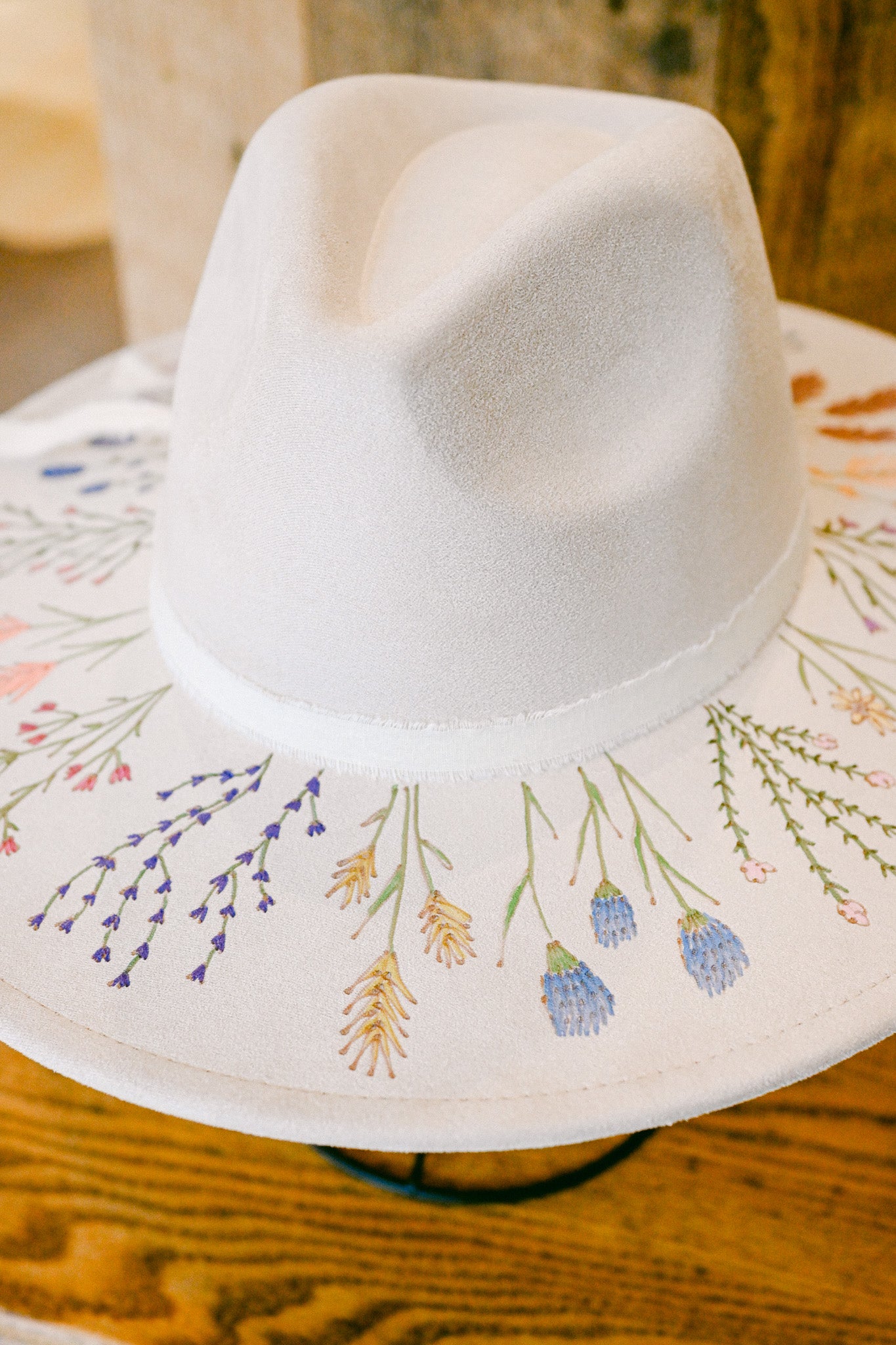 The Susannah - Hand Burned and Hand-Painted Wildflower Hat
