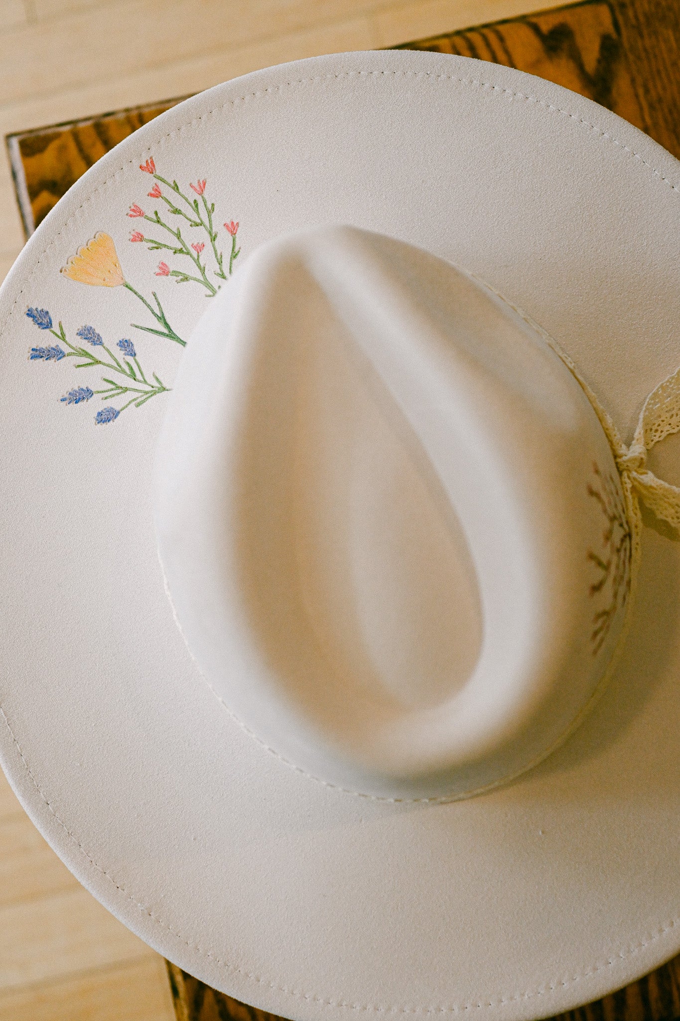 The Bonnie - Hand-Burned and Hand-Painted Wildflower Hat
