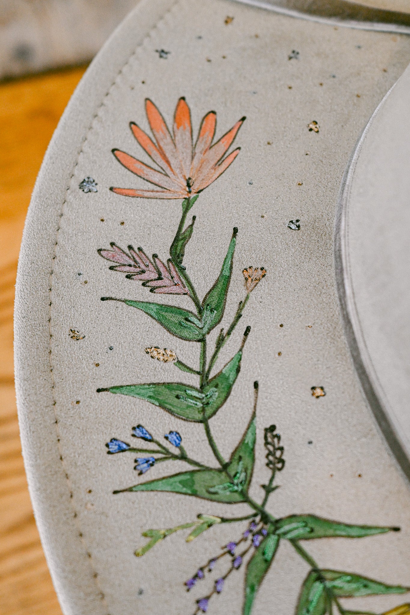 The Rhiannon - Hand-Burned and Hand-Painted Wildflower Hat