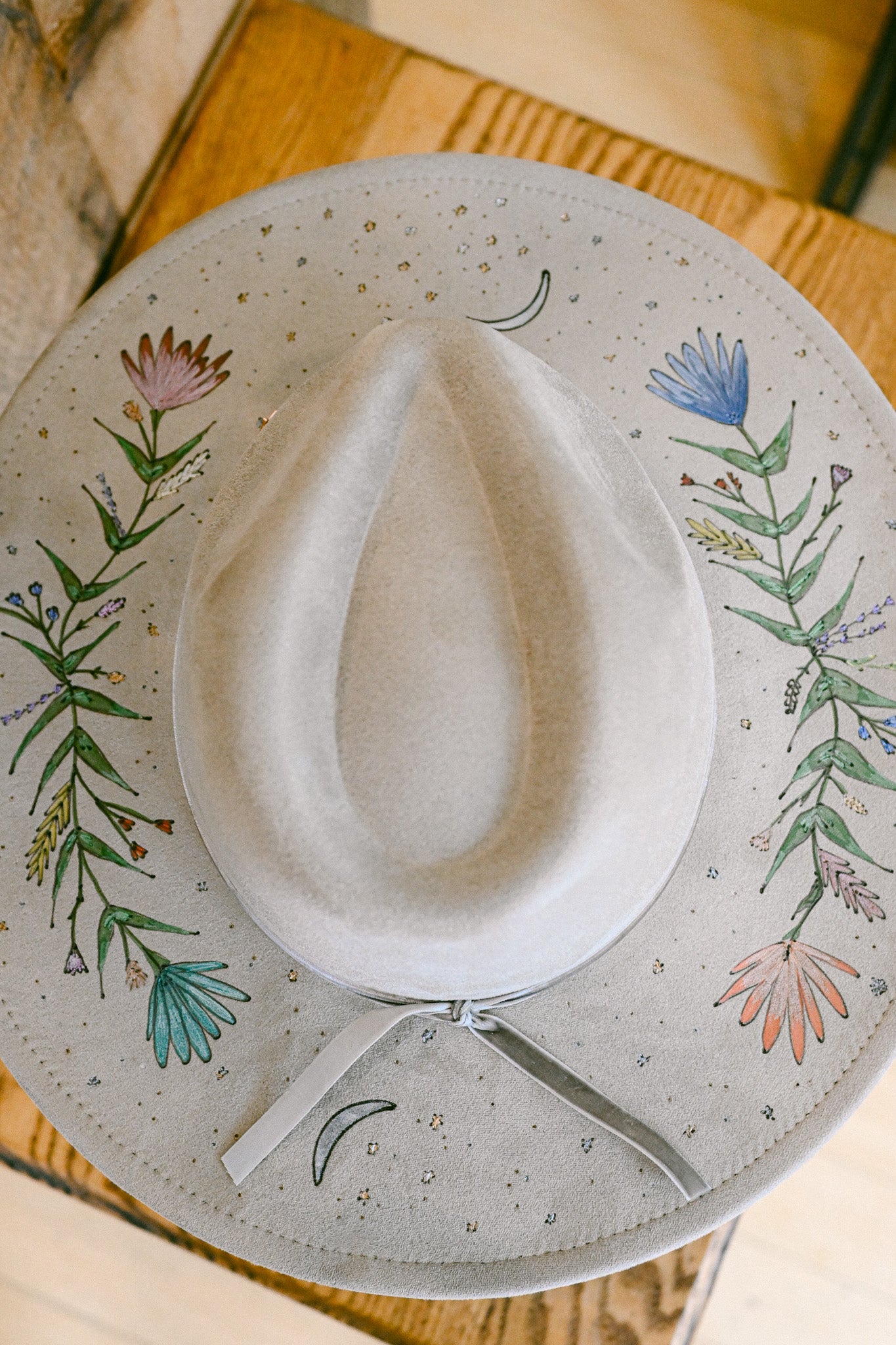 The Rhiannon - Hand-Burned and Hand-Painted Wildflower Hat