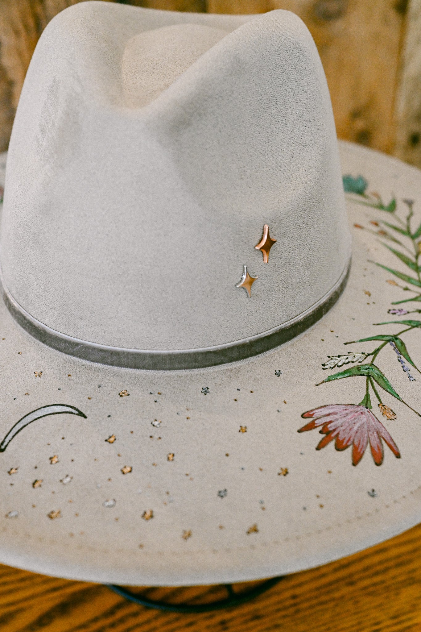 The Rhiannon - Hand-Burned and Hand-Painted Wildflower Hat