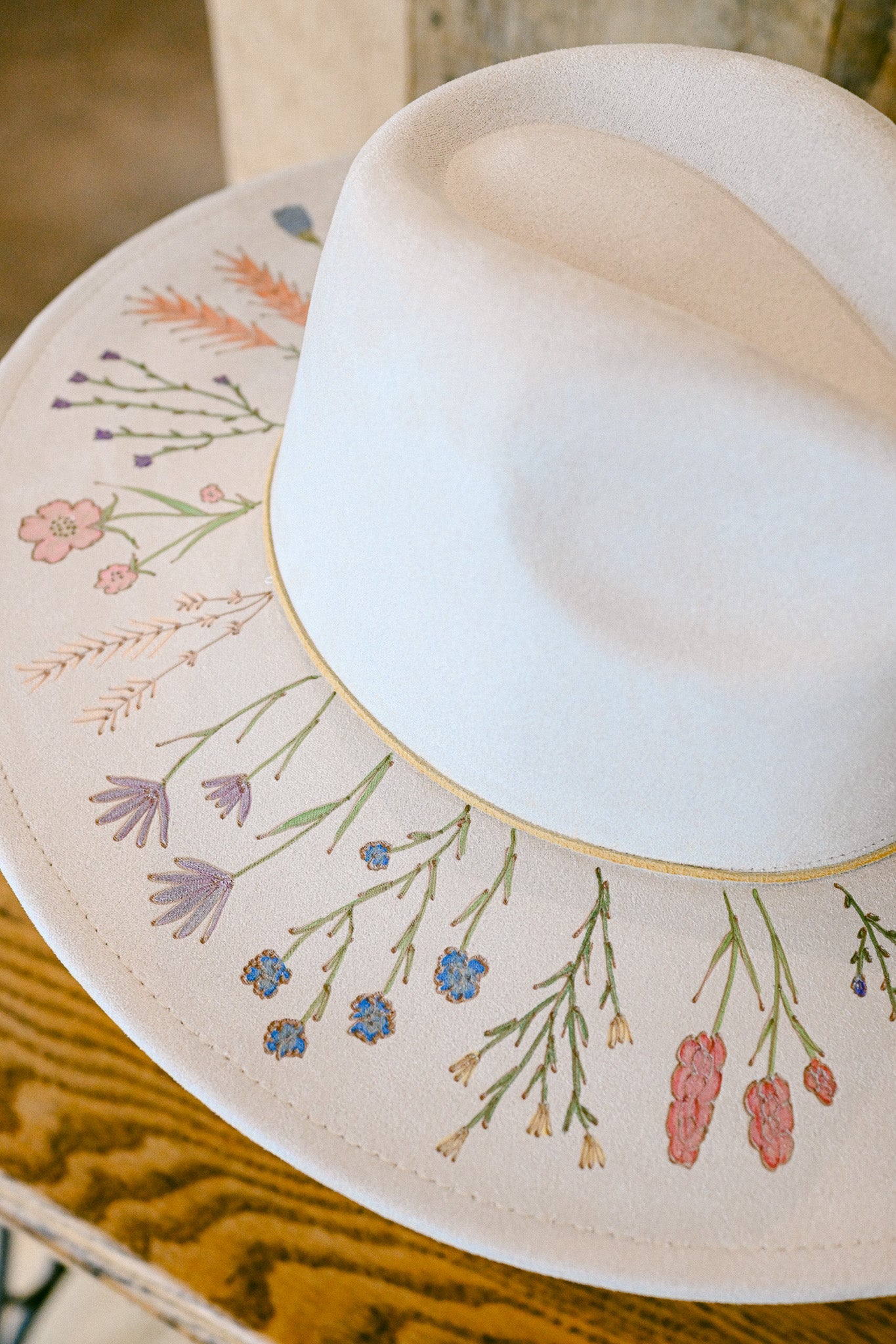The Merritt - Hand-Burned and Hand-Painted Wildflower Hat