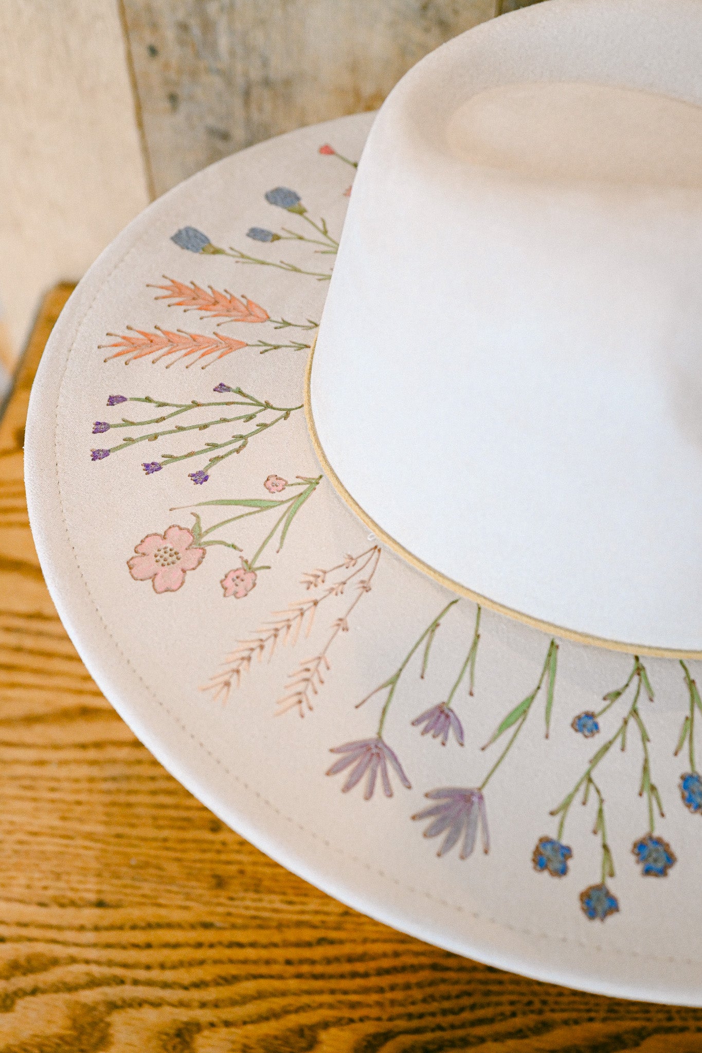 The Merritt - Hand-Burned and Hand-Painted Wildflower Hat