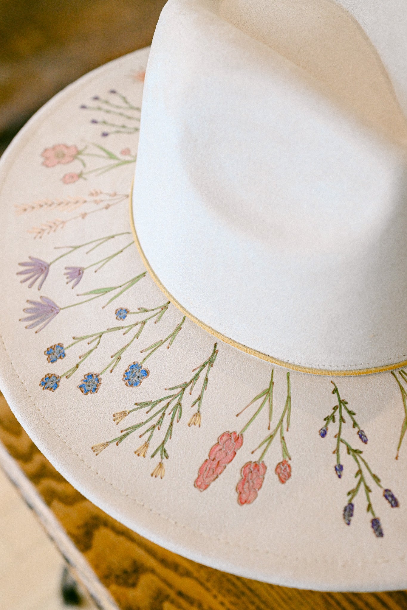 The Merritt - Hand-Burned and Hand-Painted Wildflower Hat
