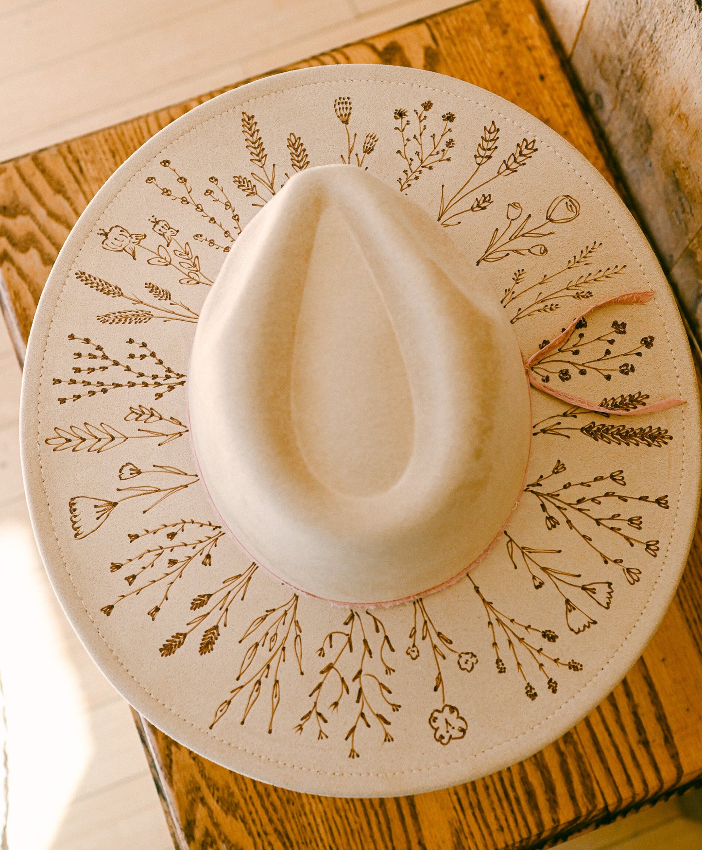 The Nellie - Hand-Burned Wildflower Hat