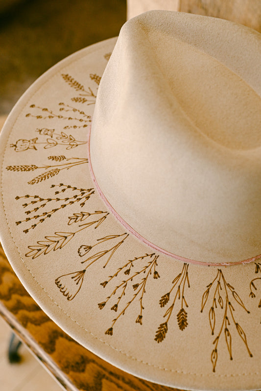 The Nellie - Hand-Burned Wildflower Hat