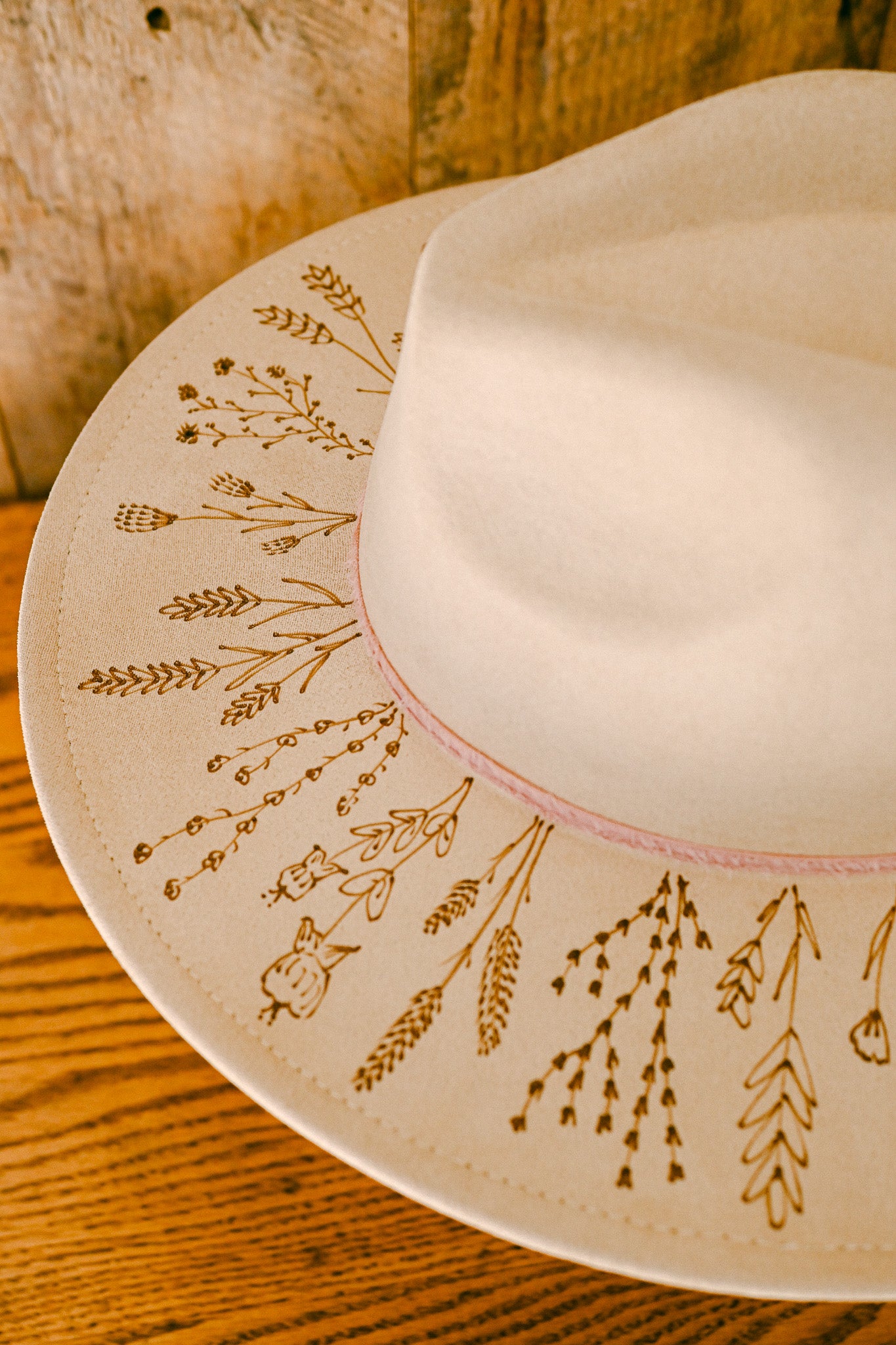 The Nellie - Hand-Burned Wildflower Hat