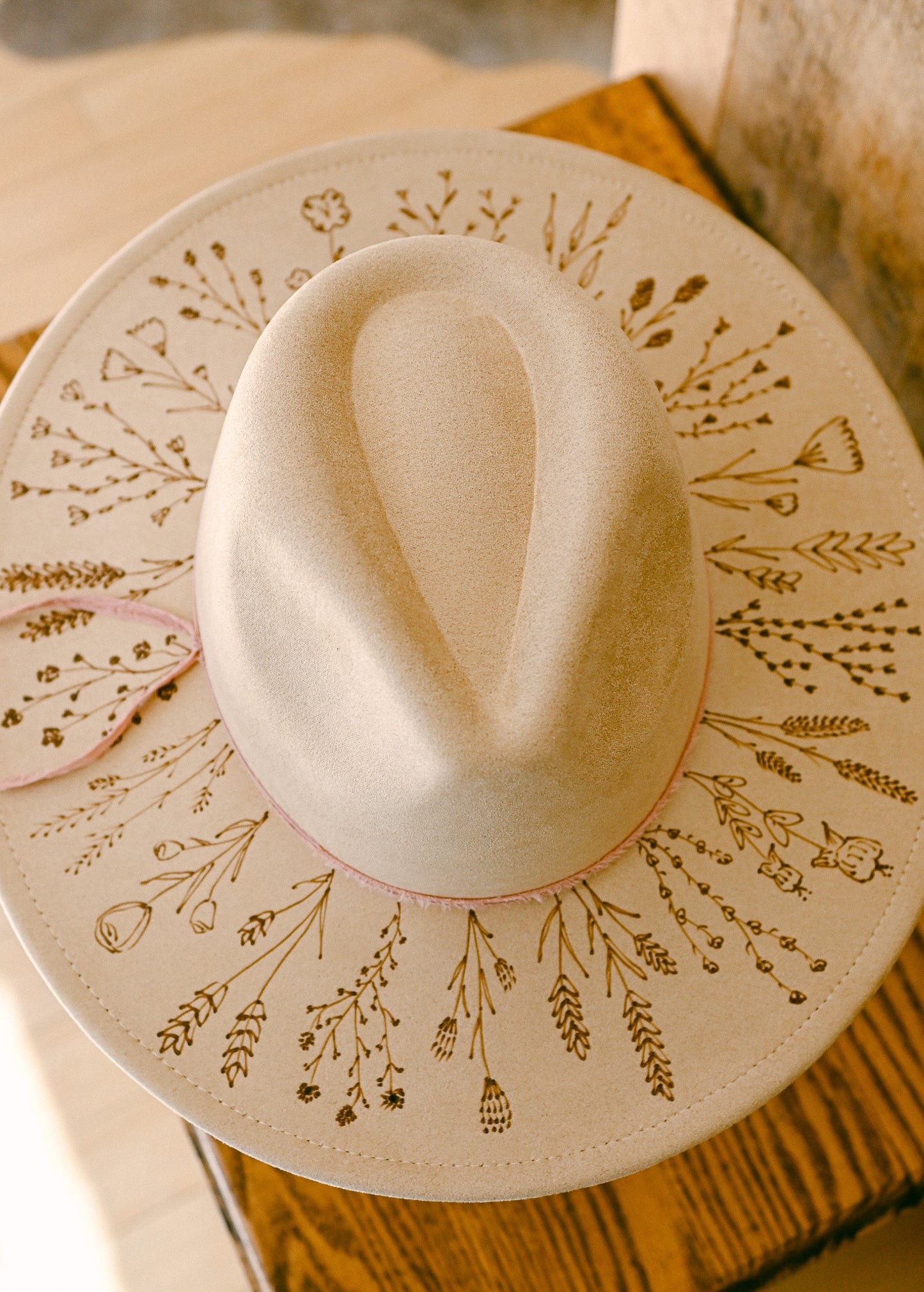 The Nellie - Hand-Burned Wildflower Hat