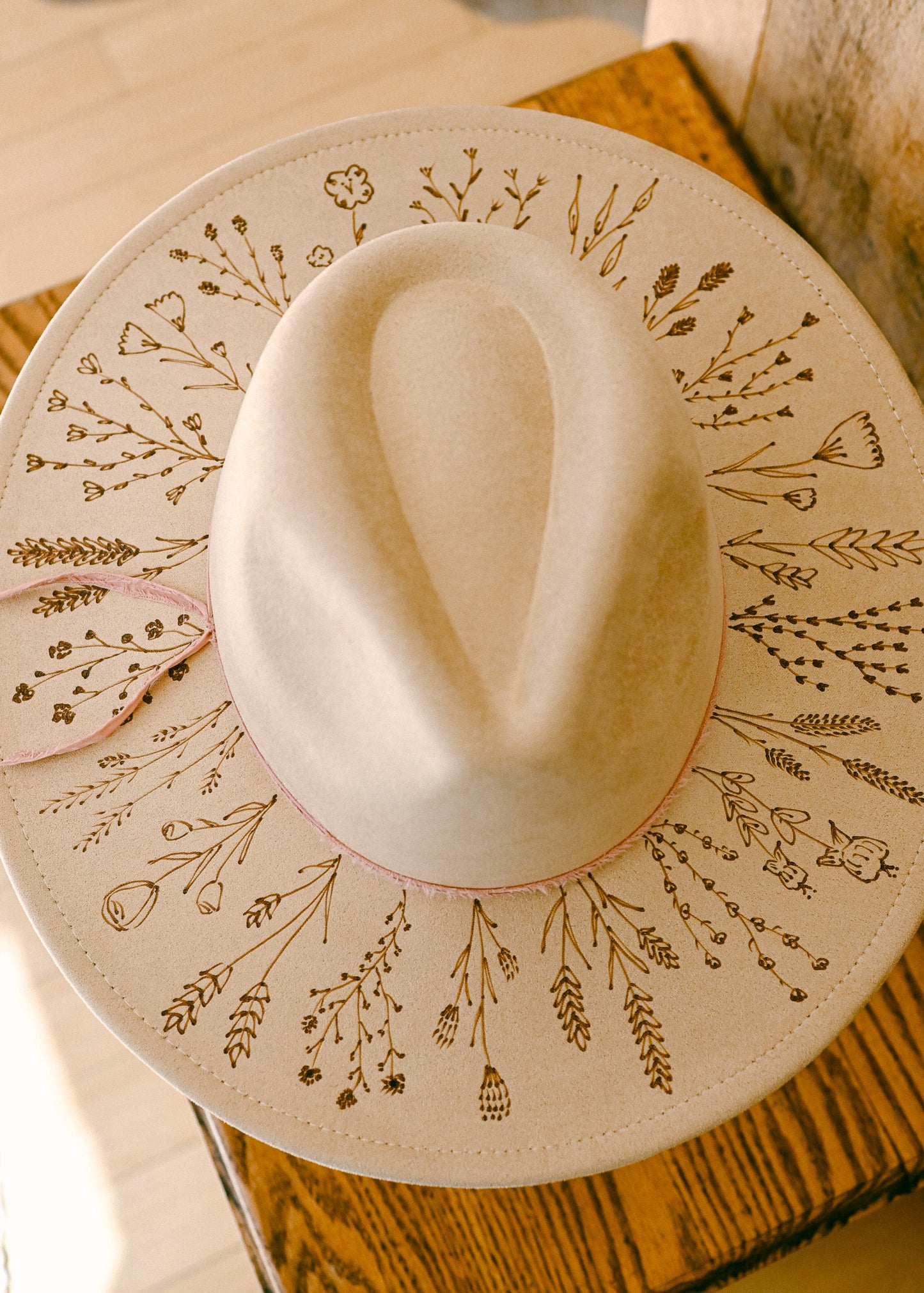 The Nellie - Hand-Burned Wildflower Hat