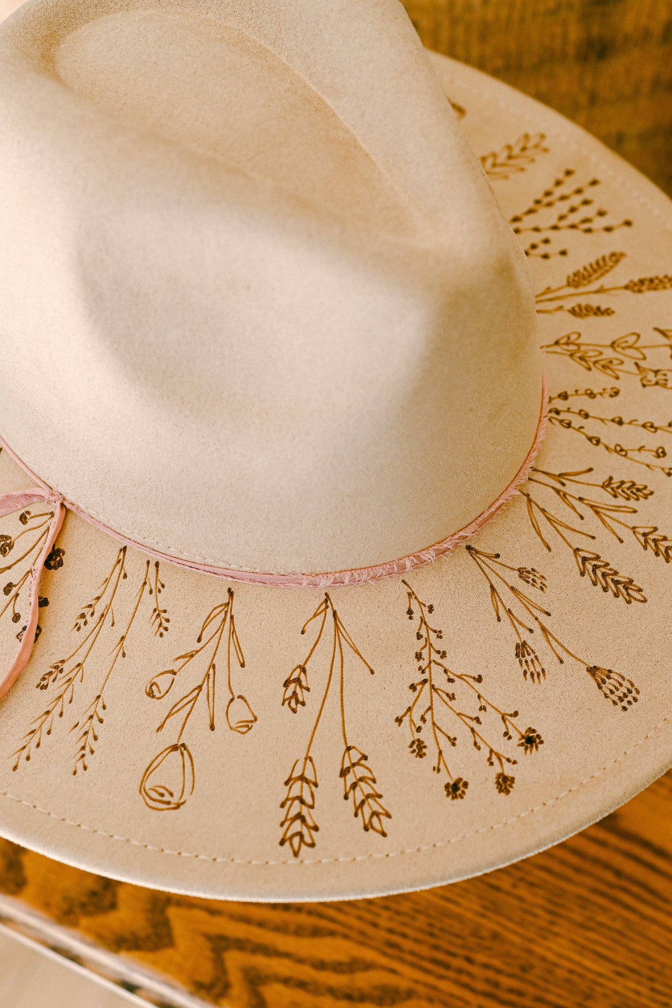 The Nellie - Hand-Burned Wildflower Hat