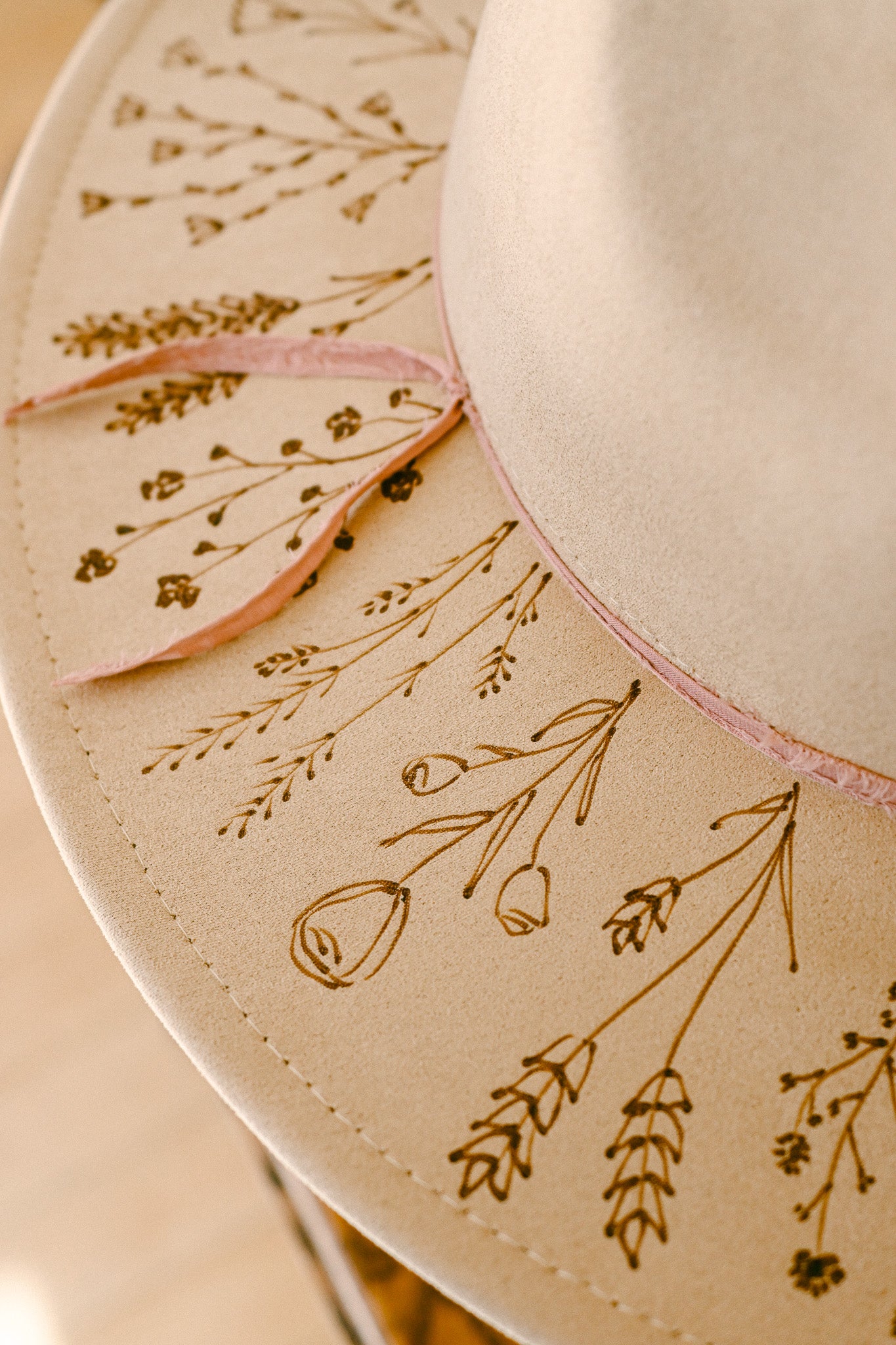 The Nellie - Hand-Burned Wildflower Hat