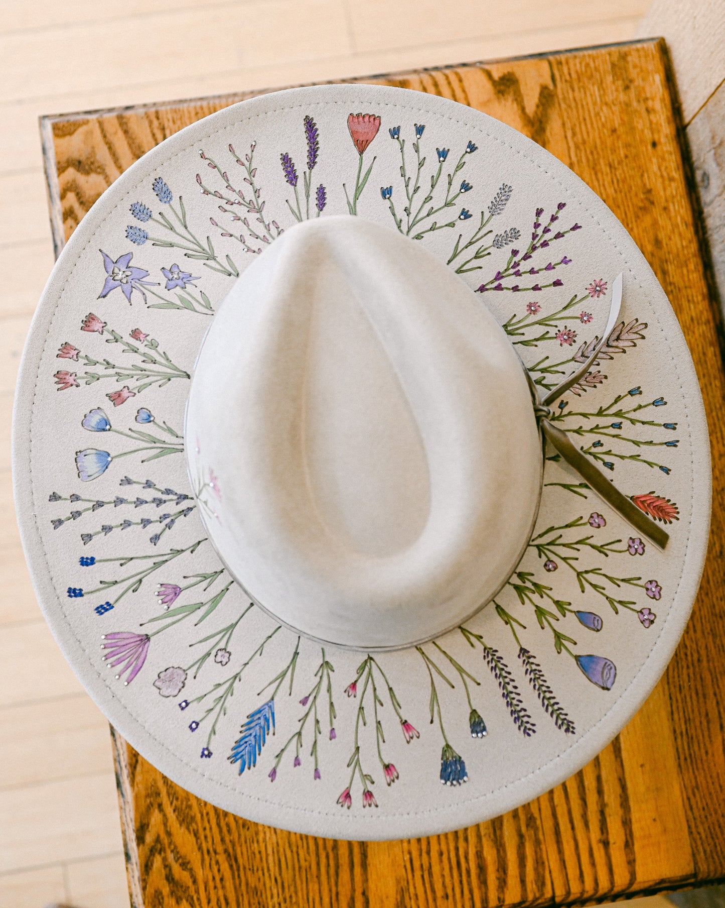 The Gemma - Hand-Burned & Hand-Painted Wildflower Hat