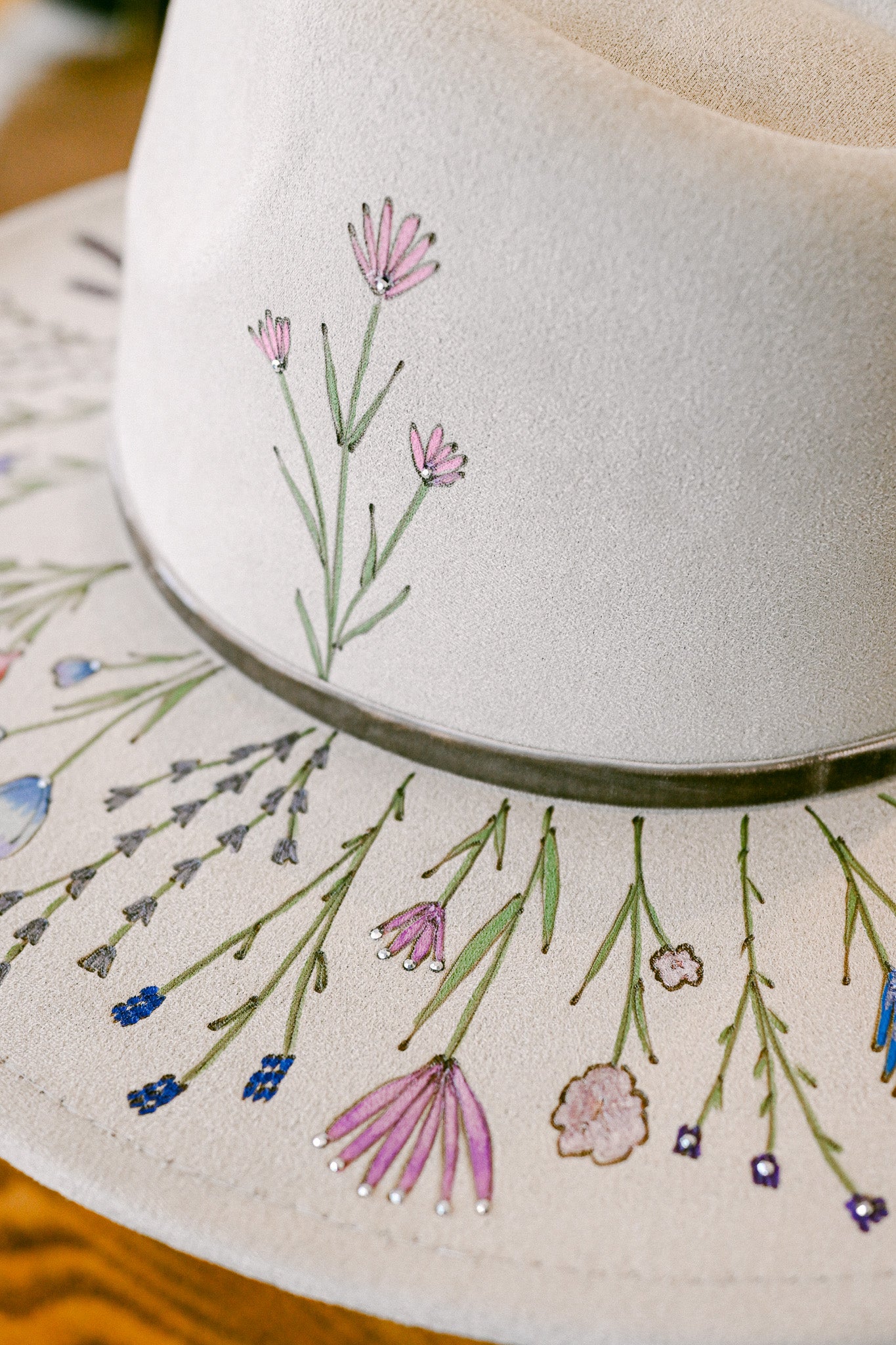 The Gemma - Hand-Burned & Hand-Painted Wildflower Hat