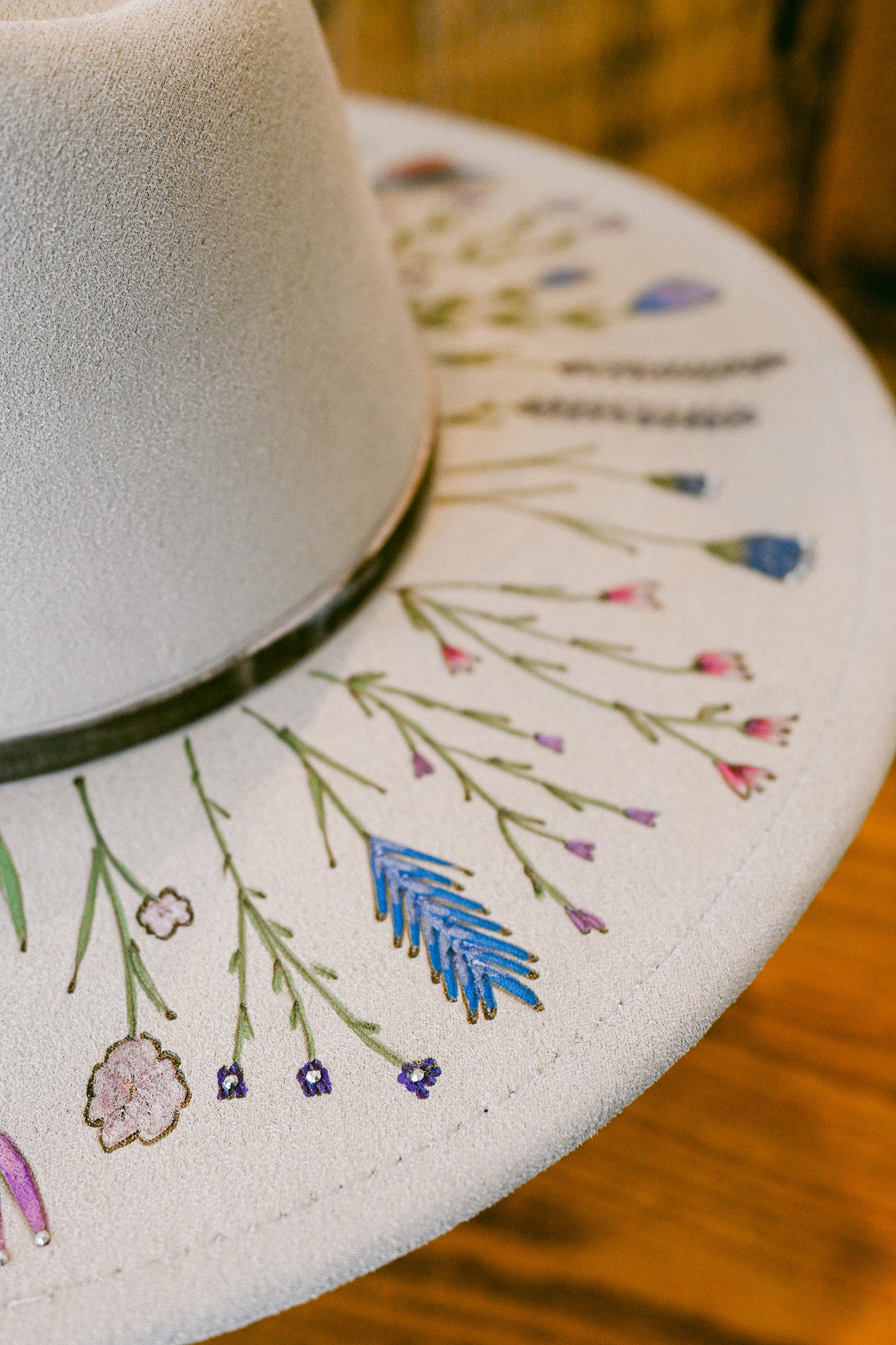 The Gemma - Hand-Burned & Hand-Painted Wildflower Hat