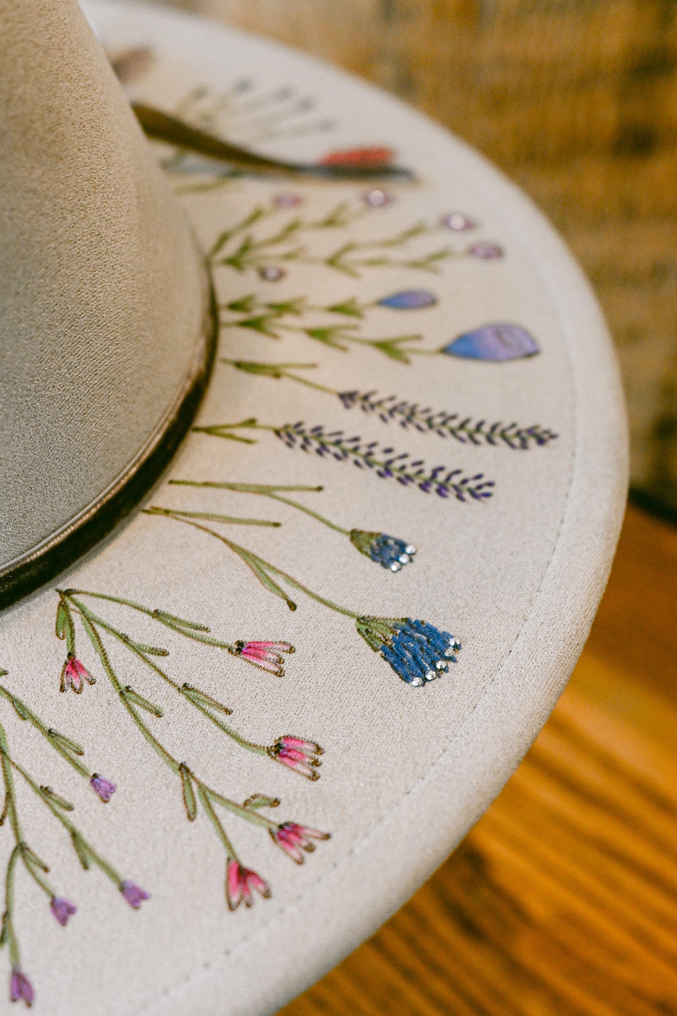 The Gemma - Hand-Burned & Hand-Painted Wildflower Hat
