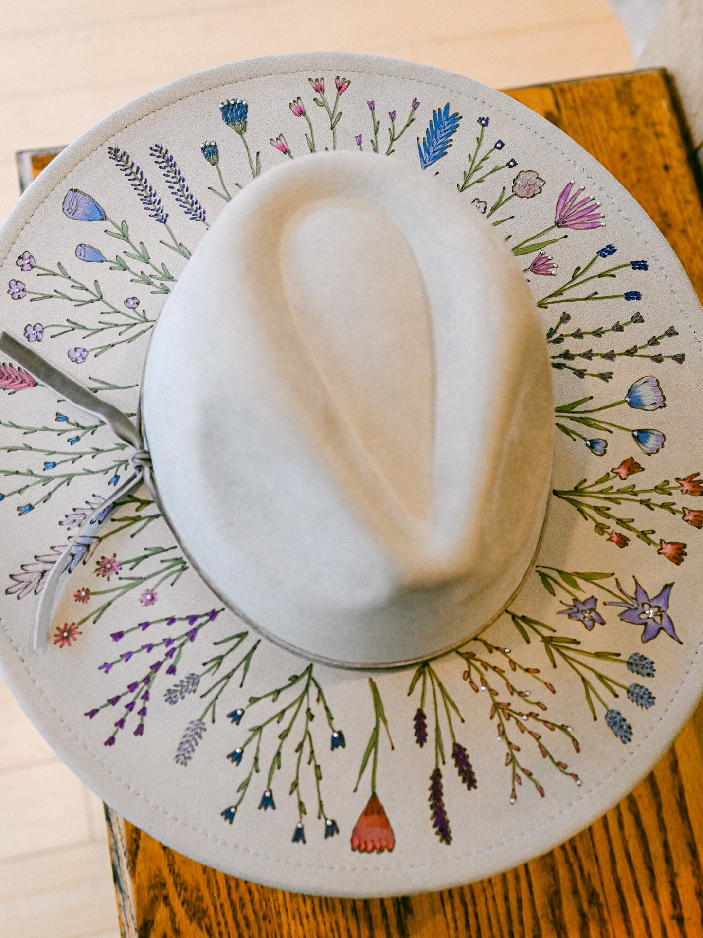 The Gemma - Hand-Burned & Hand-Painted Wildflower Hat