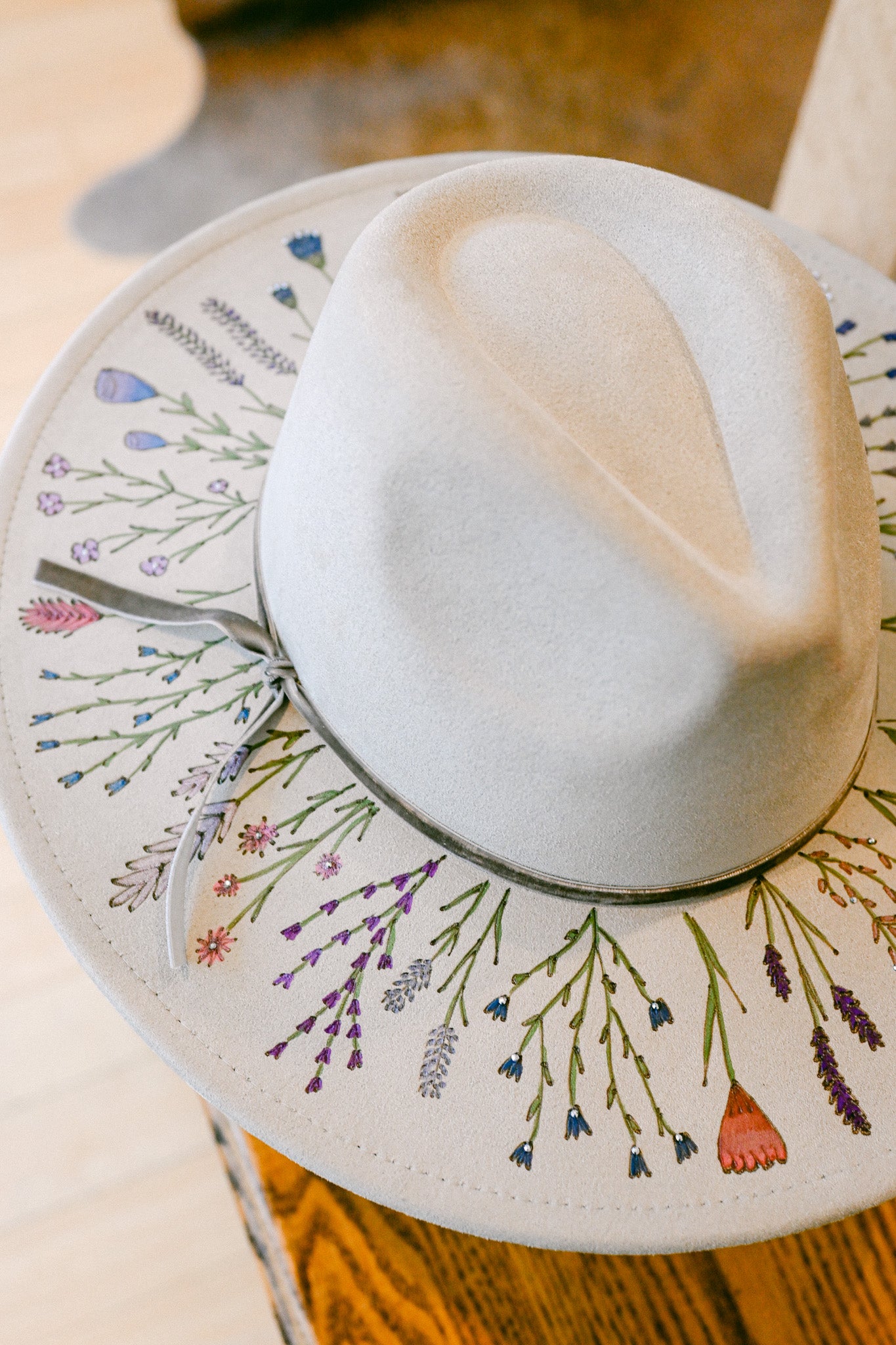 The Gemma - Hand-Burned & Hand-Painted Wildflower Hat