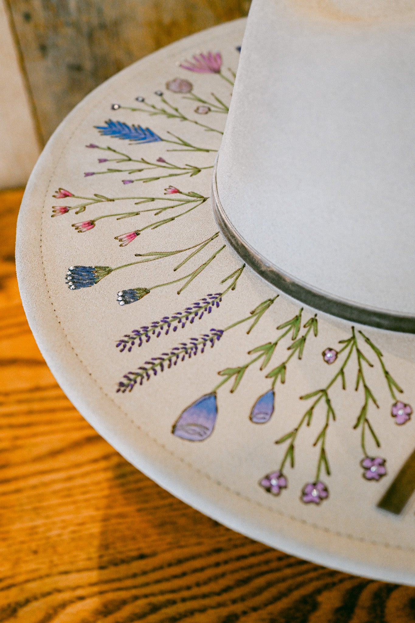 The Gemma - Hand-Burned & Hand-Painted Wildflower Hat