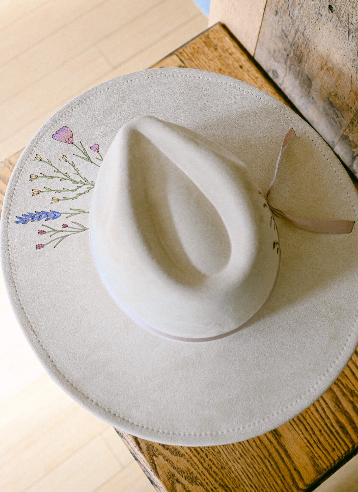 The Kim - Custom Hand-Burned and Hand-Painted Wildflower Hat