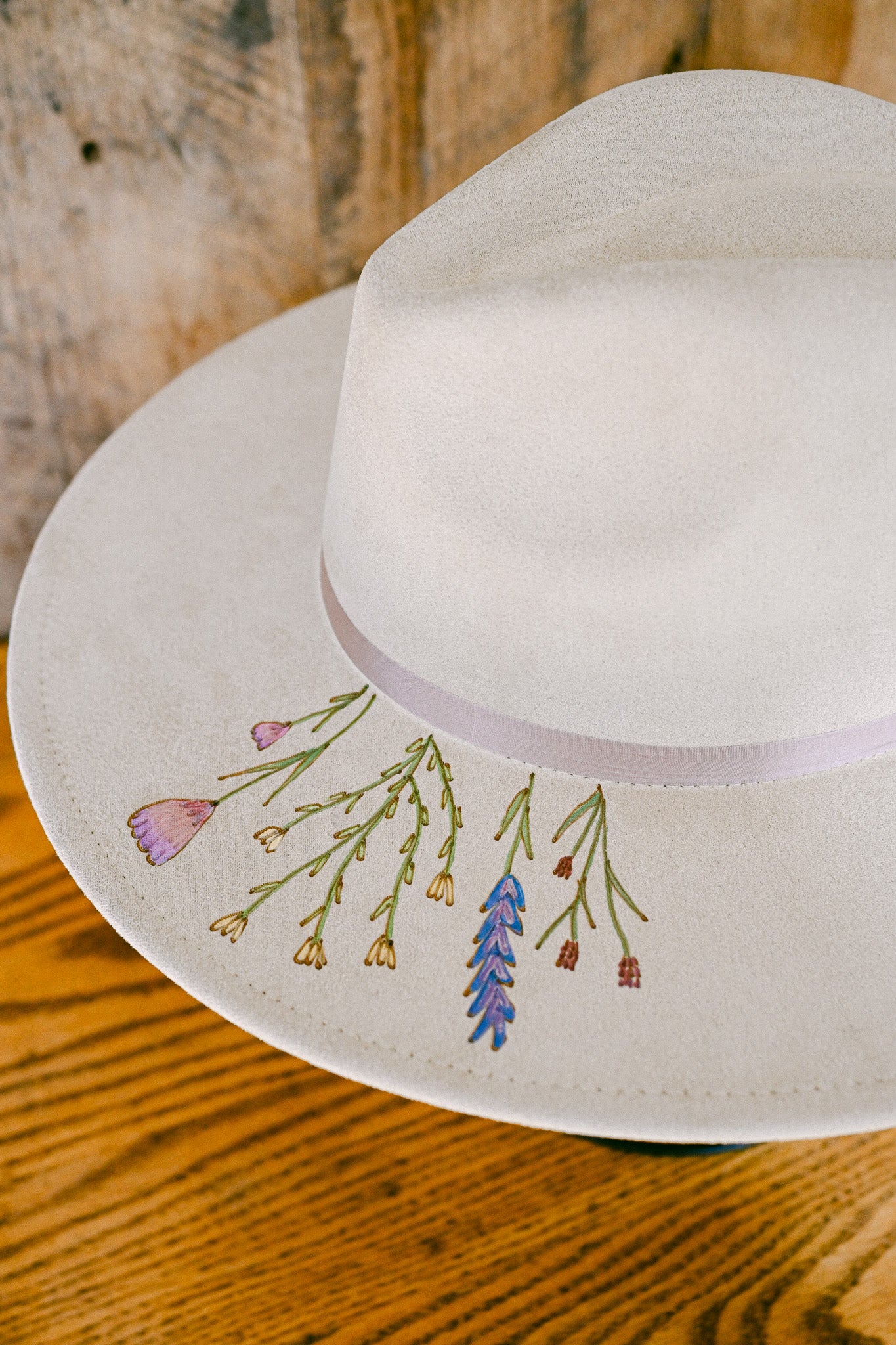 The Kim - Custom Hand-Burned and Hand-Painted Wildflower Hat