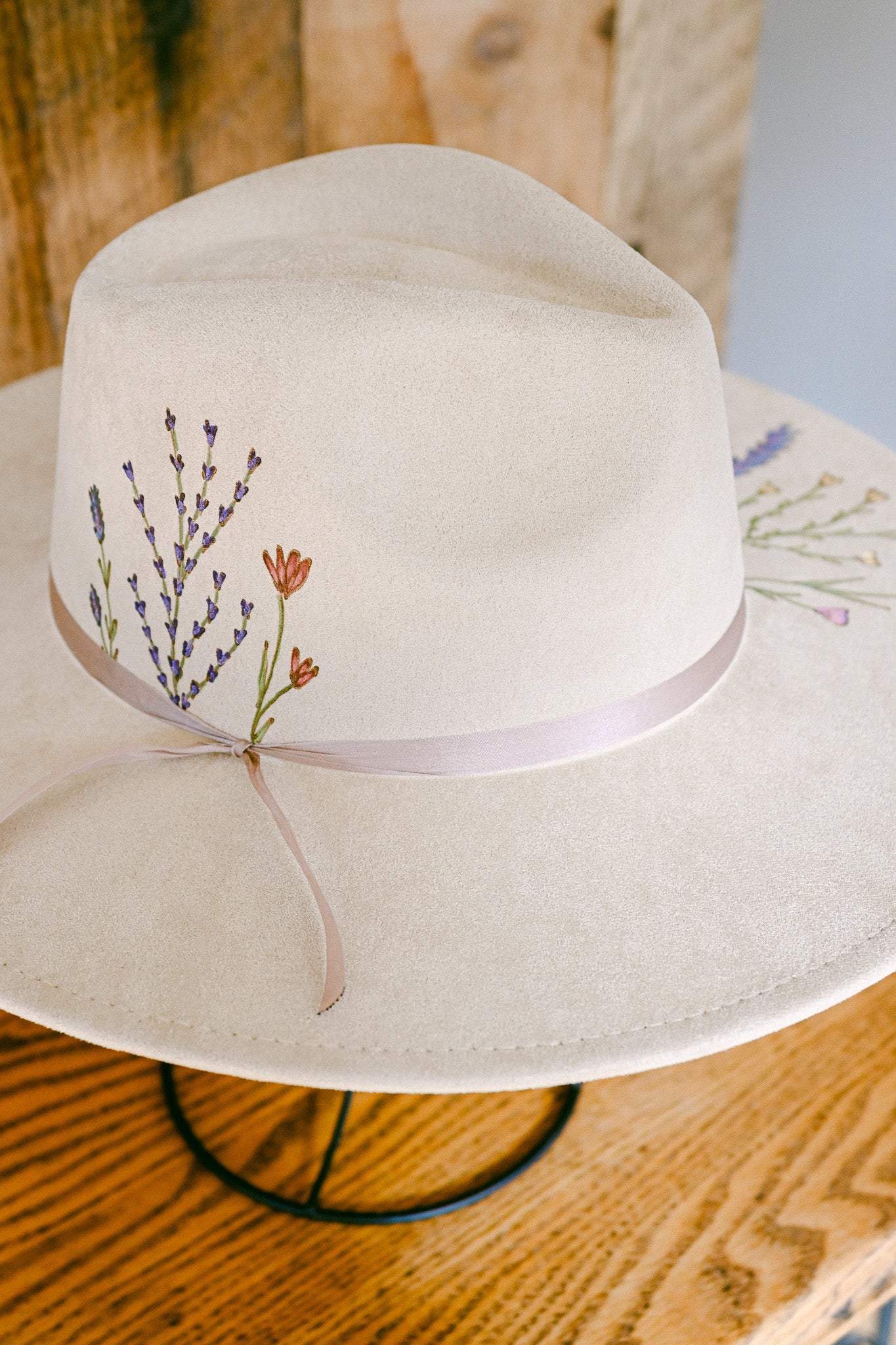 The Kim - Custom Hand-Burned and Hand-Painted Wildflower Hat