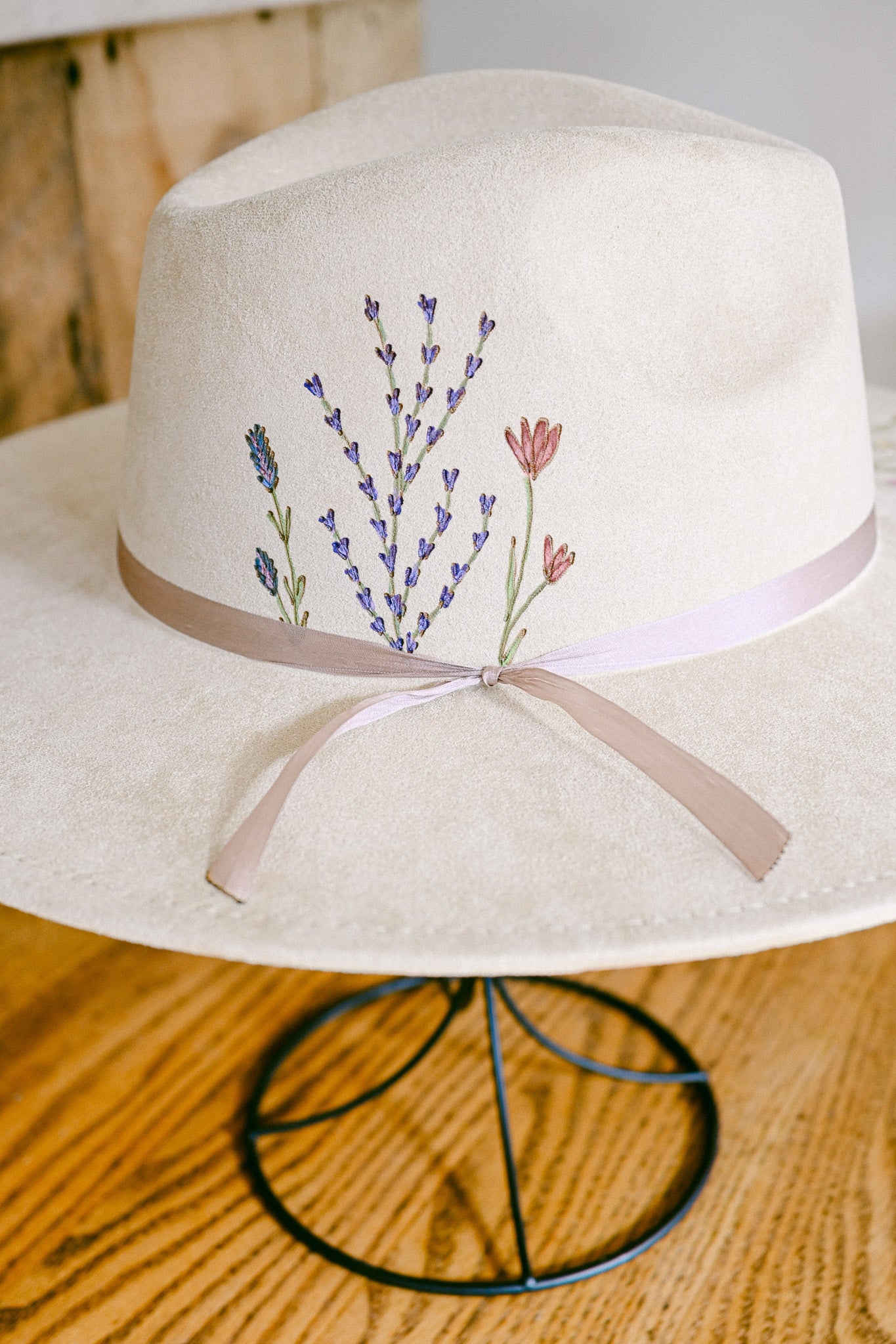 The Kim - Custom Hand-Burned and Hand-Painted Wildflower Hat