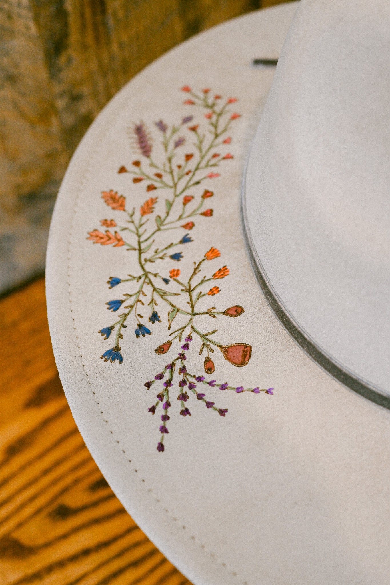 The Rowan - Hand-Burned and Hand-Painted Wildflower Hat