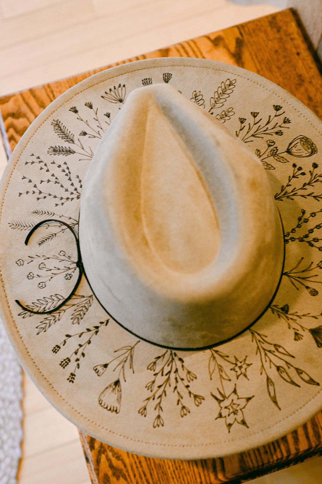 The Alice - Hand-Burned Wildflower Hat