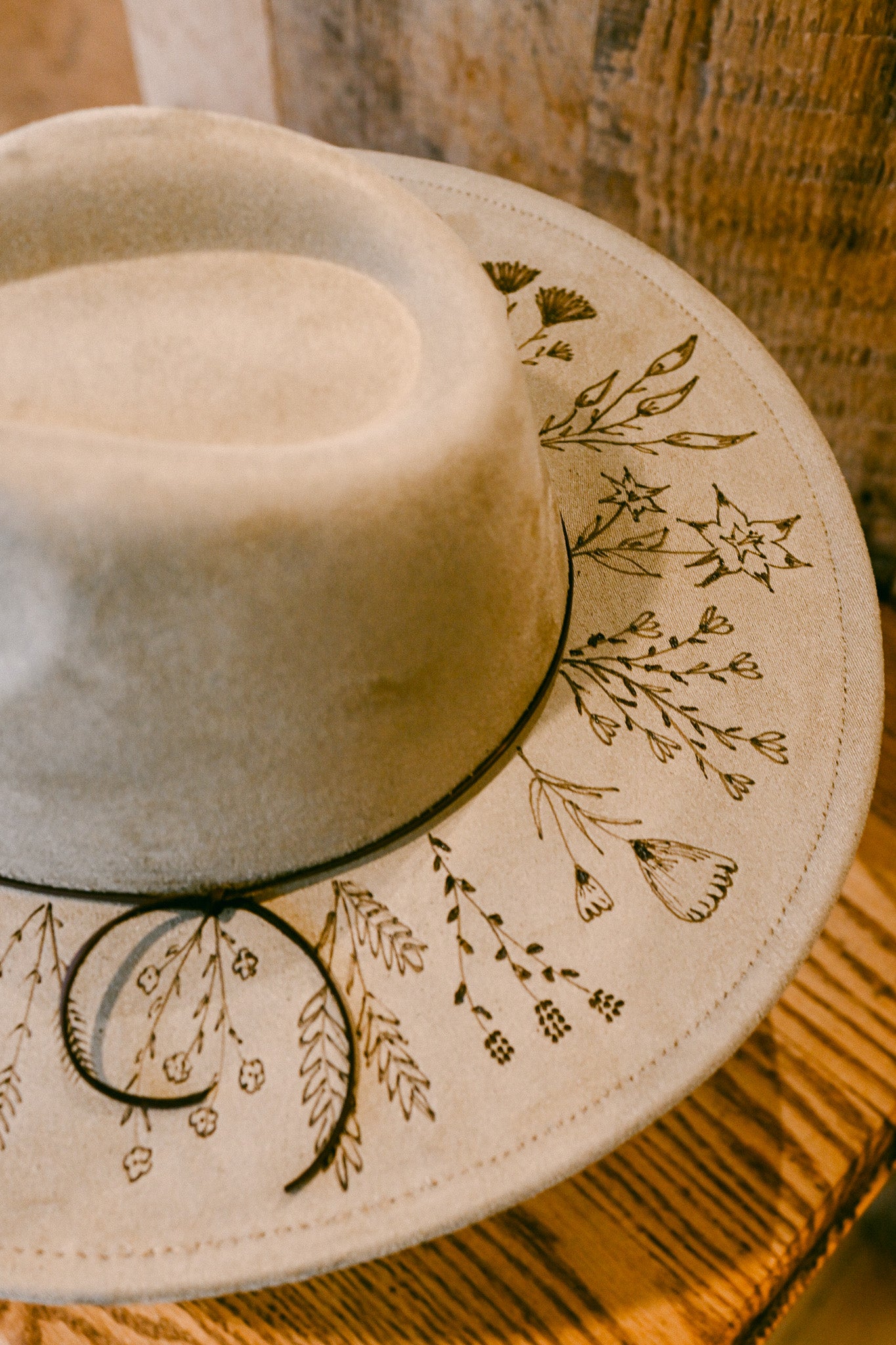 The Alice - Hand-Burned Wildflower Hat
