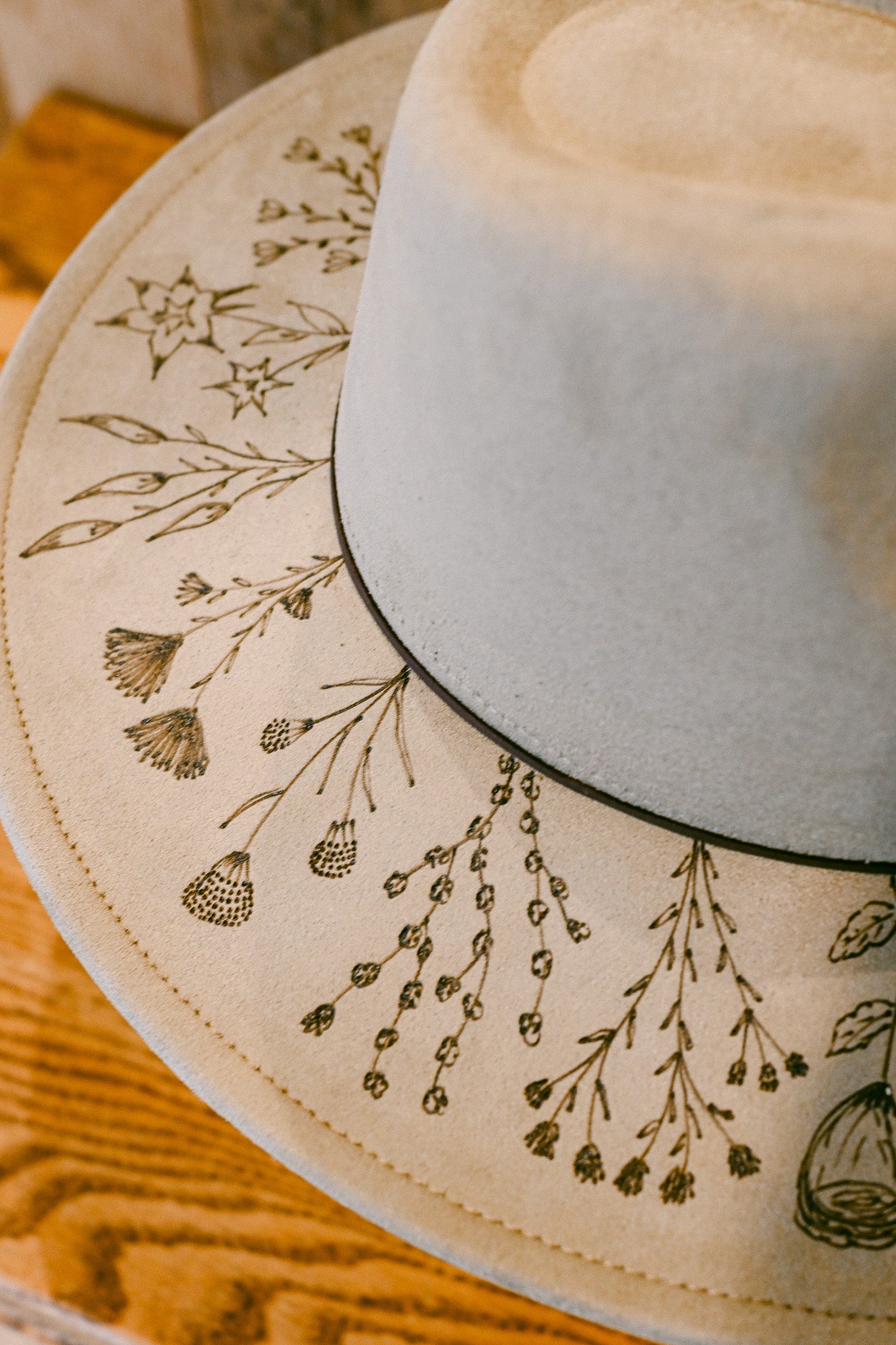 The Alice - Hand-Burned Wildflower Hat