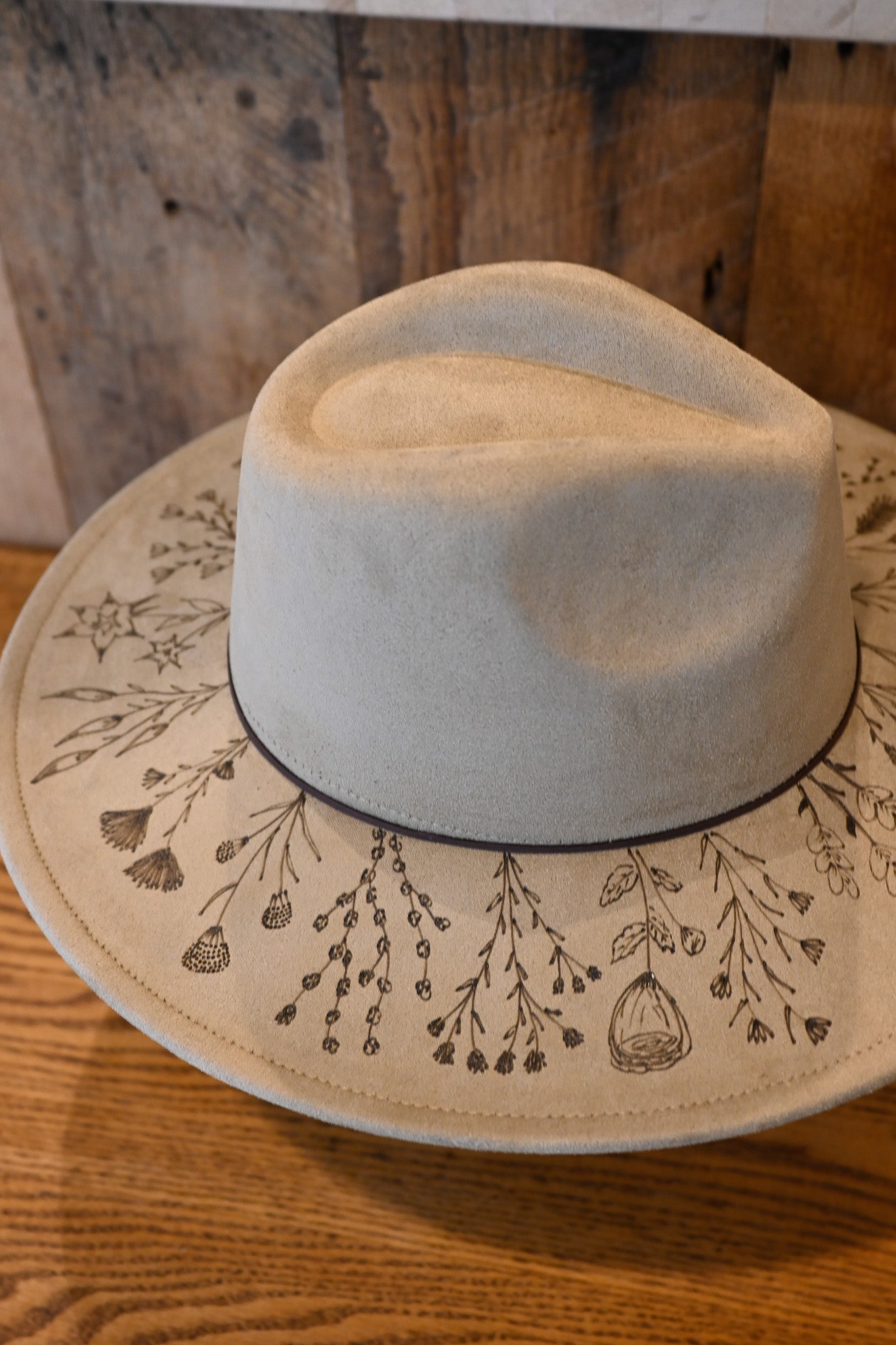 The Alice - Hand-Burned Wildflower Hat